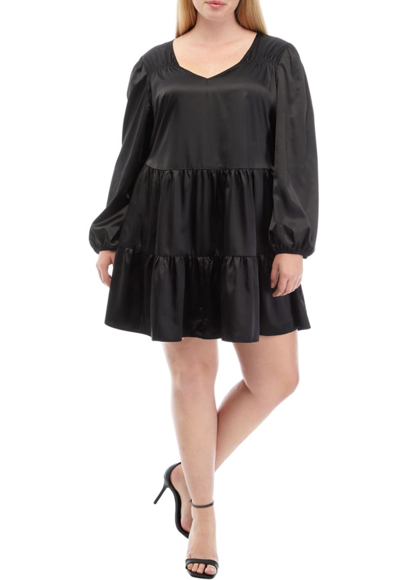 Plus Size Long Sleeve Tiered Dress