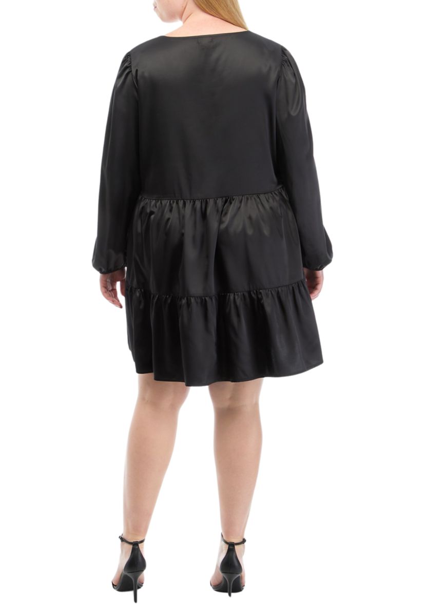 Plus Size Long Sleeve Tiered Dress