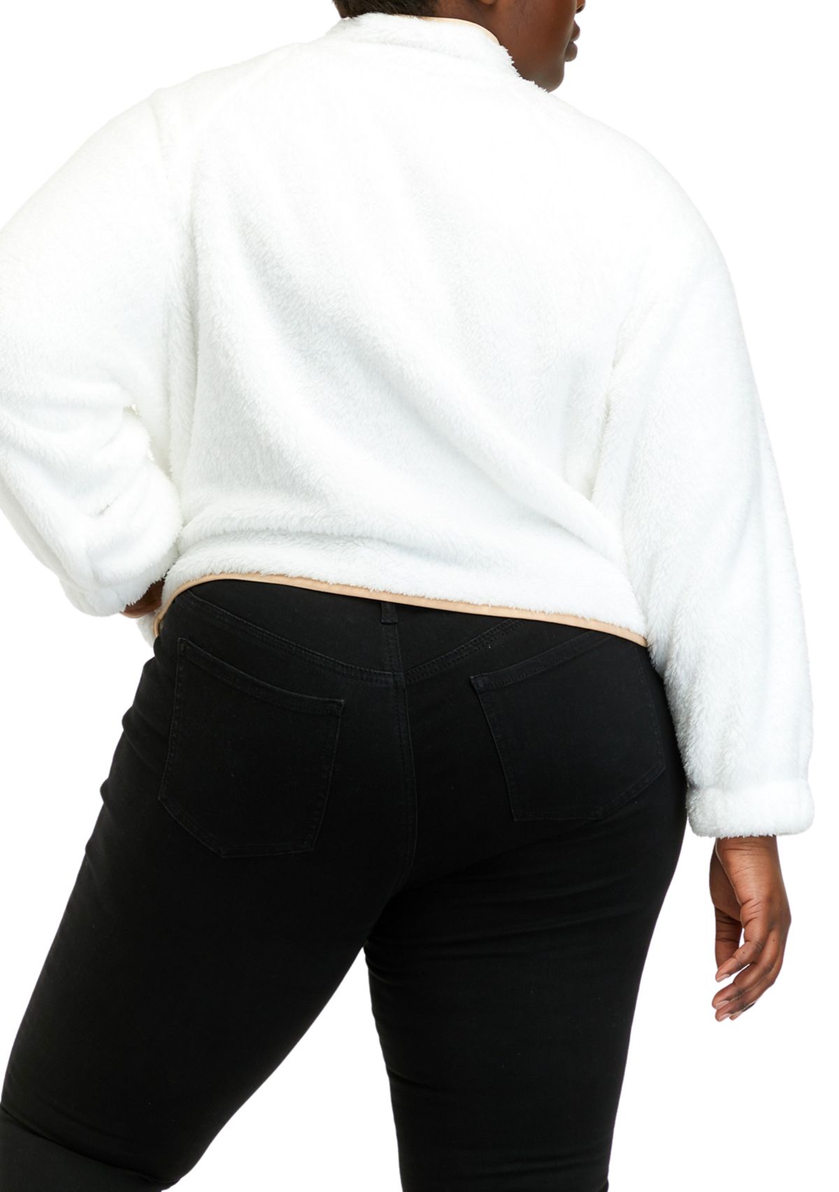 Plus Size Long Sleeve Zip Up Jacket with Pockets