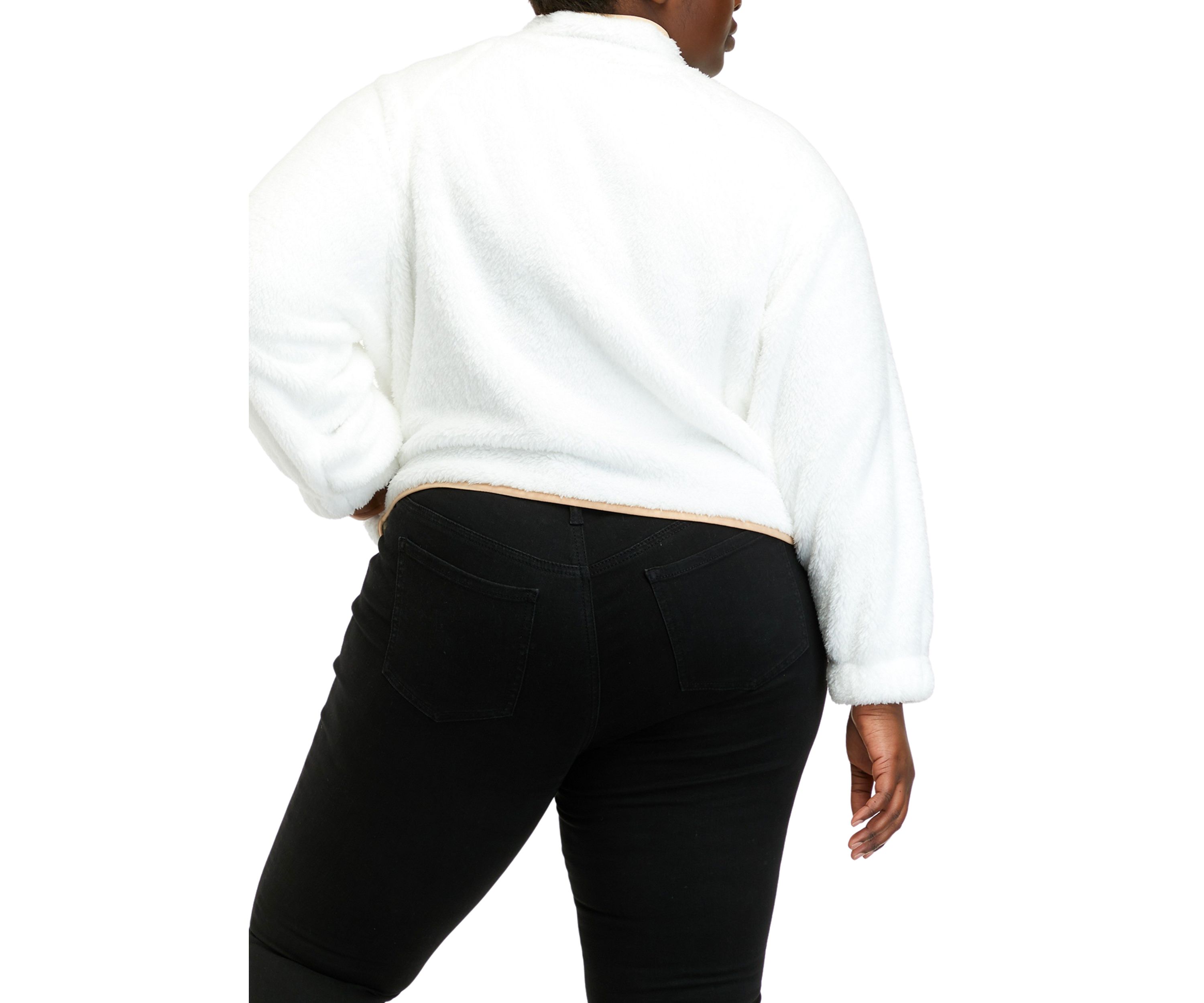 Plus Size Long Sleeve Zip Up Jacket with Pockets