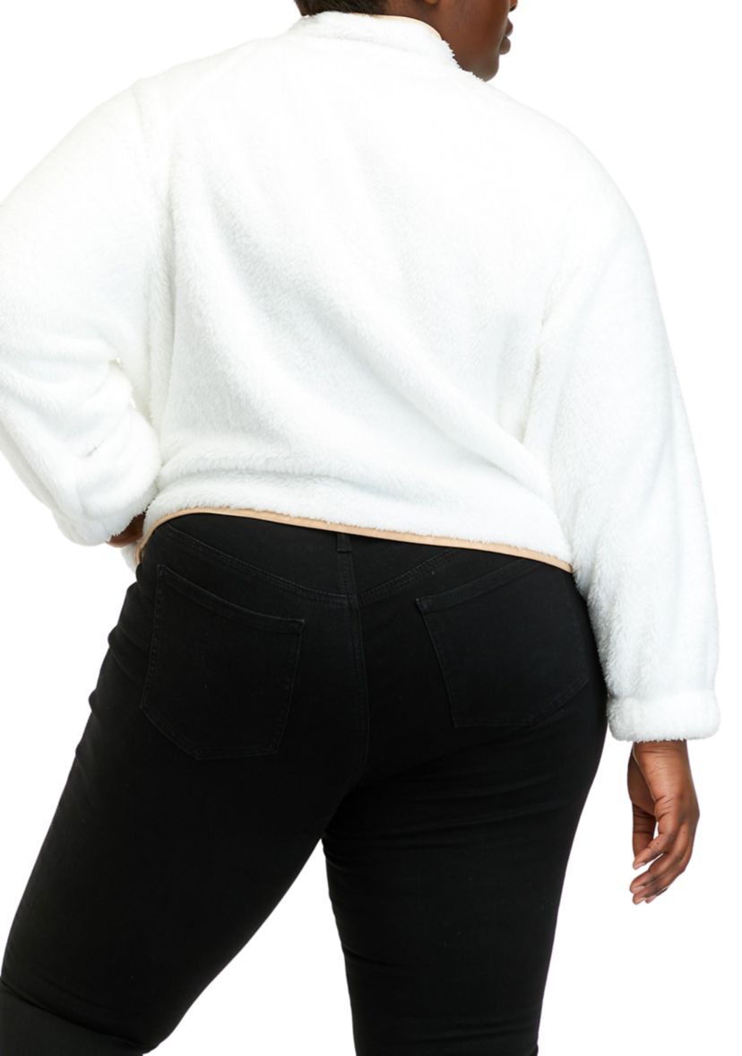 Plus Size Long Sleeve Zip Up Jacket with Pockets