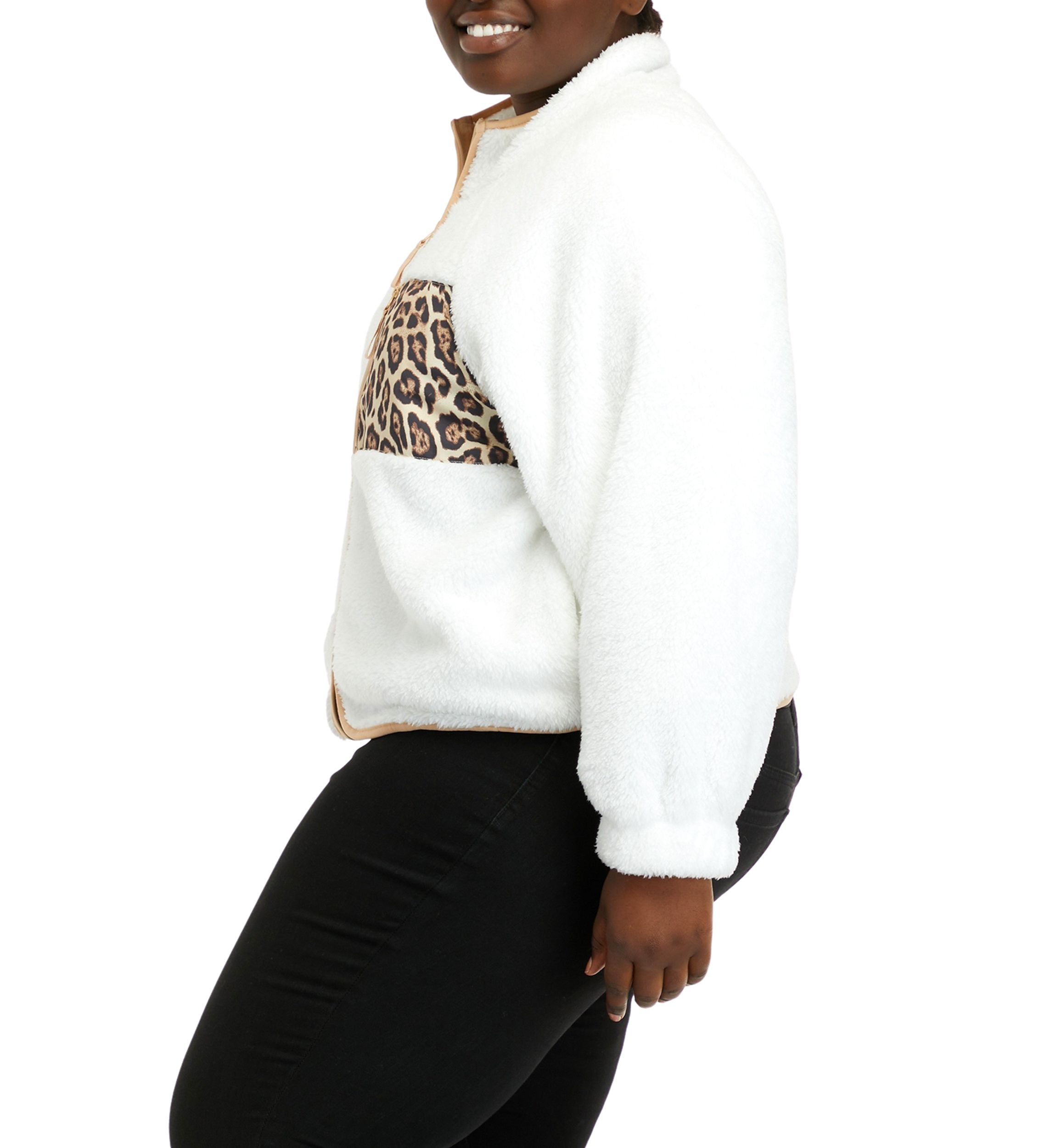 Plus Size Long Sleeve Zip Up Jacket with Pockets