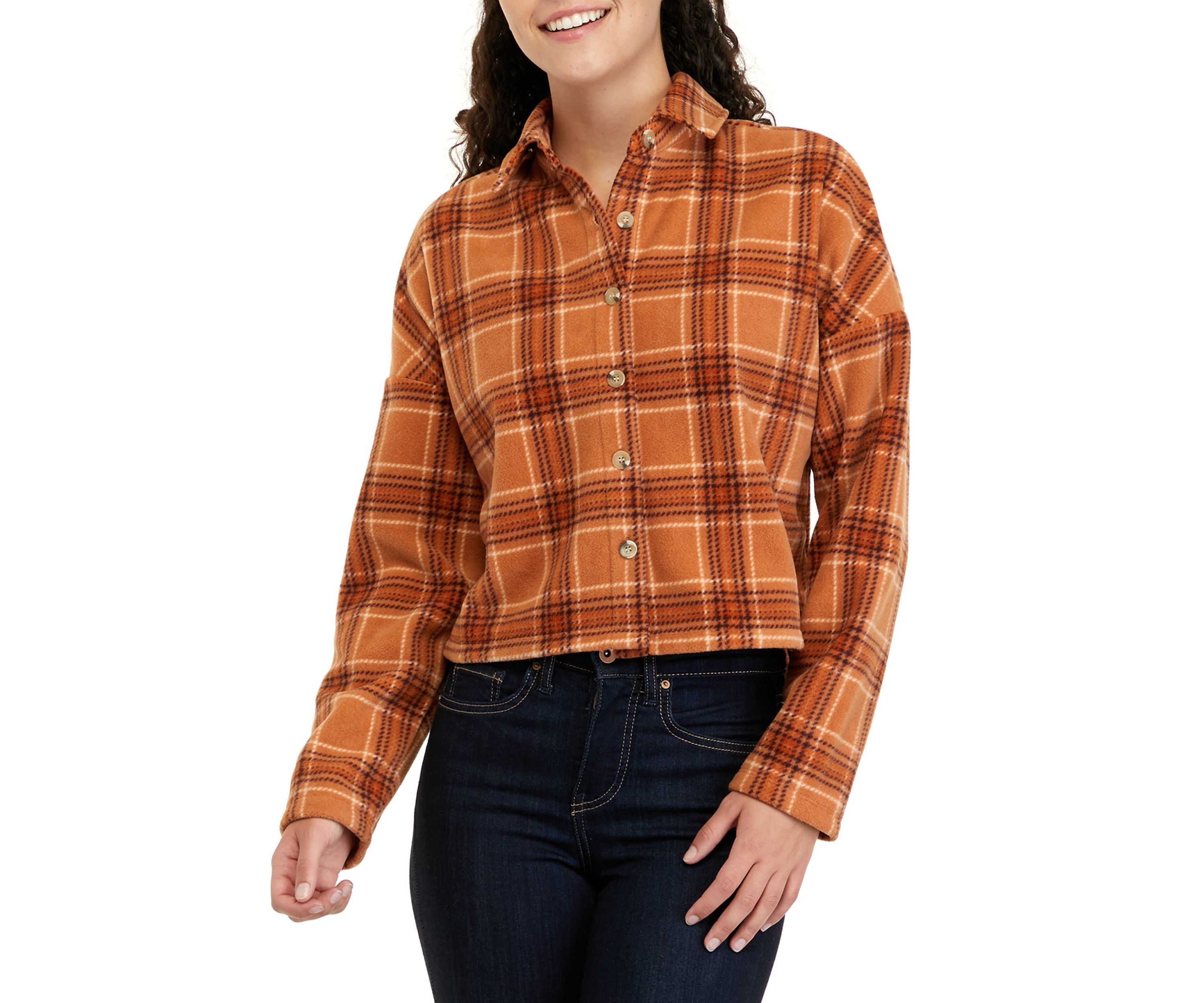 Juniors Long Sleeve Cropped Shacket