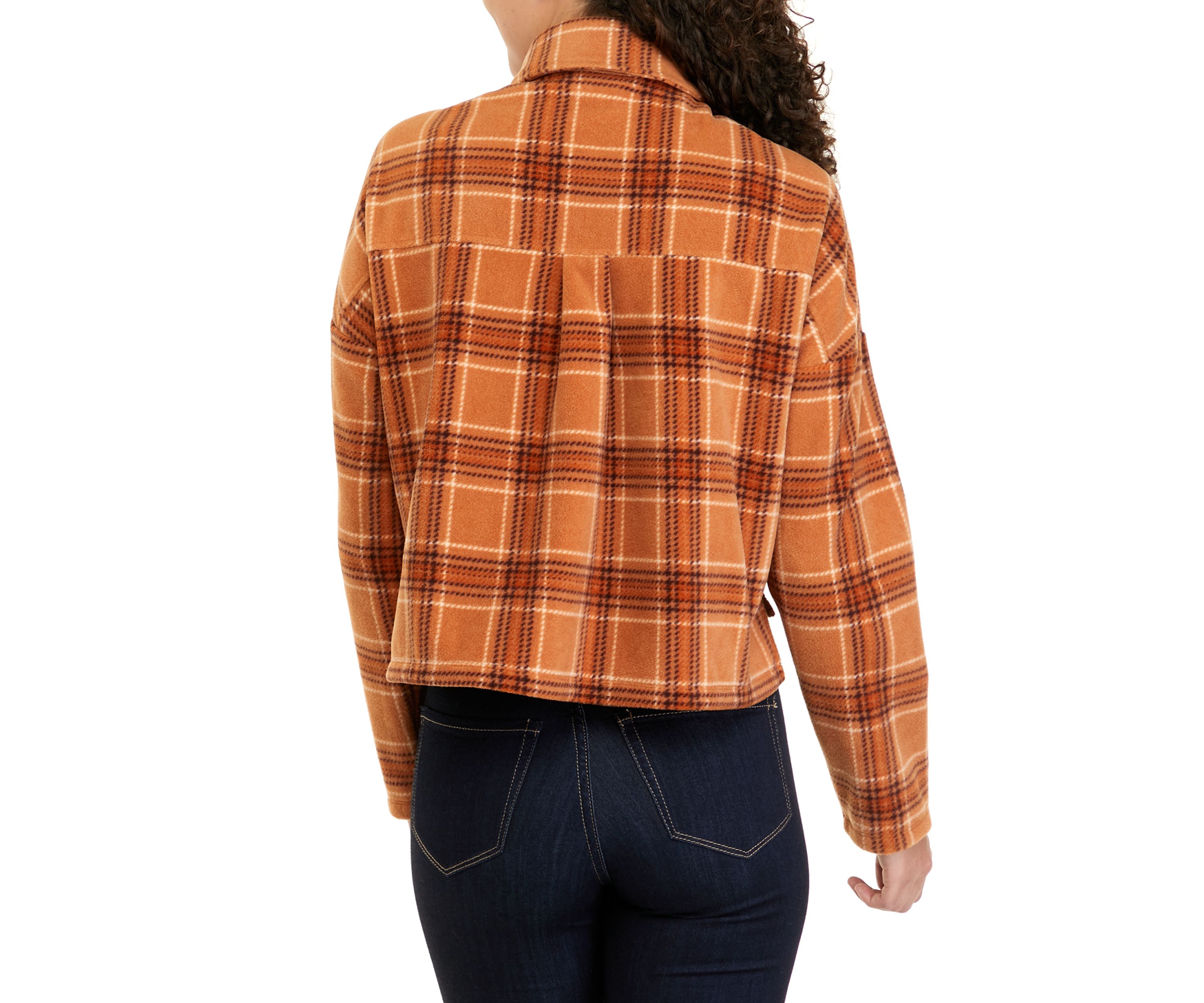 Juniors Long Sleeve Cropped Shacket