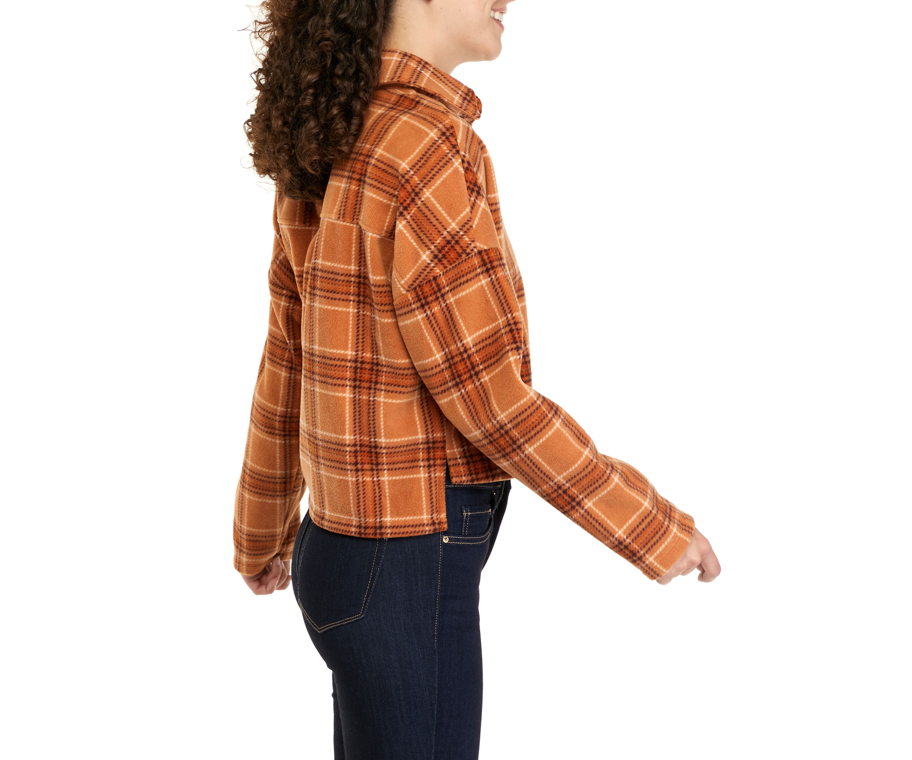 Juniors Long Sleeve Cropped Shacket