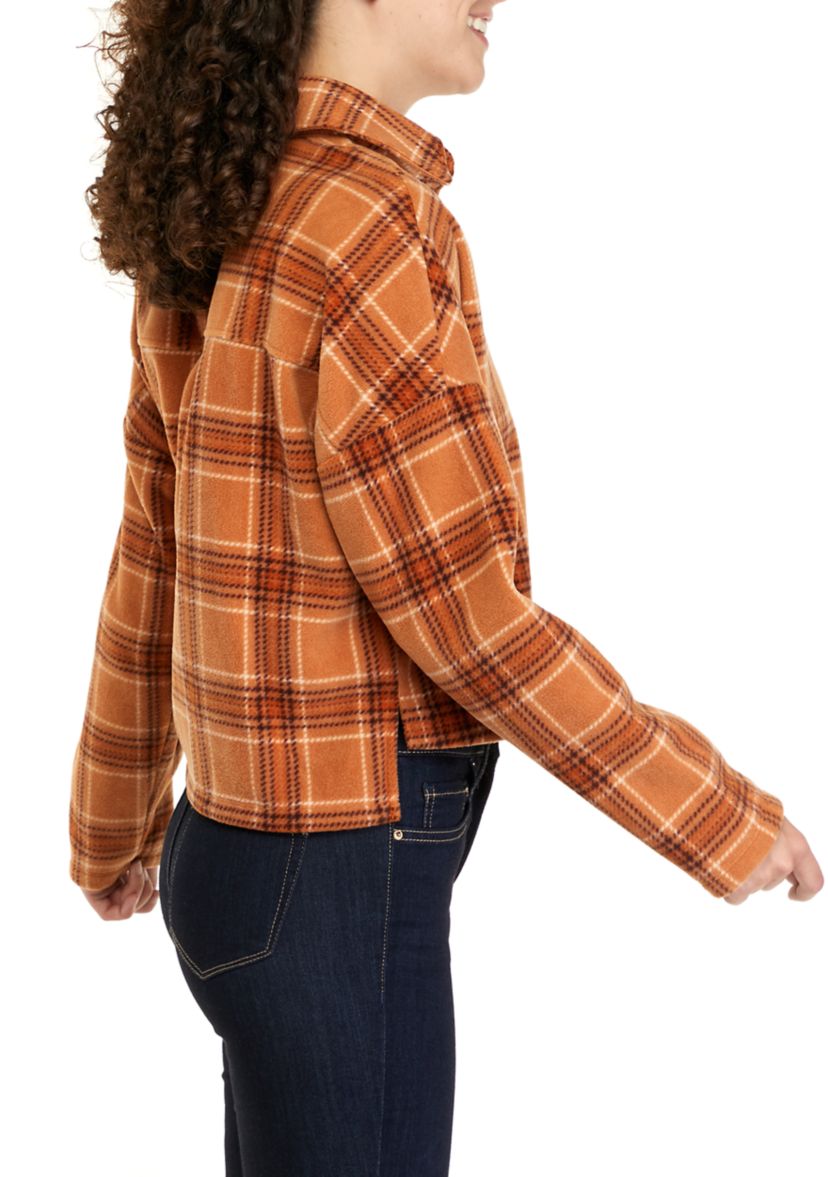 Juniors Long Sleeve Cropped Shacket