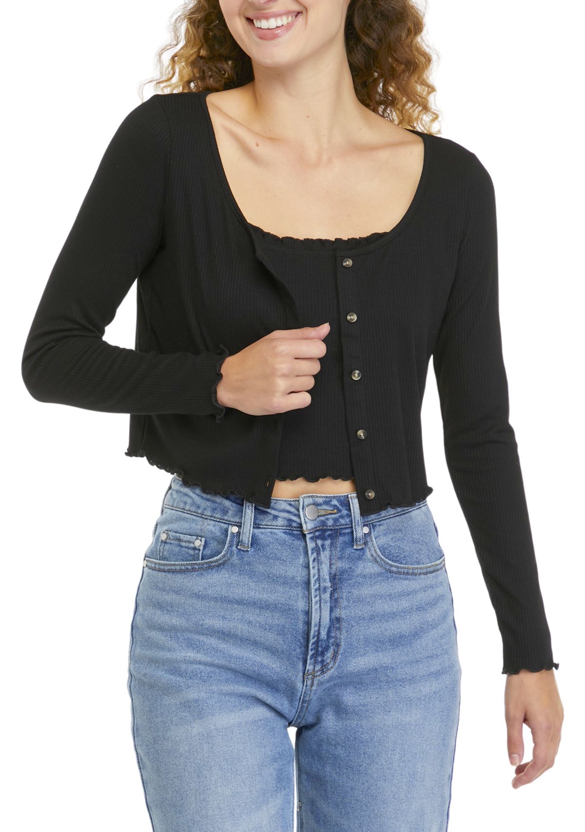 Juniors Long Sleeve Cardigan Tank Set
