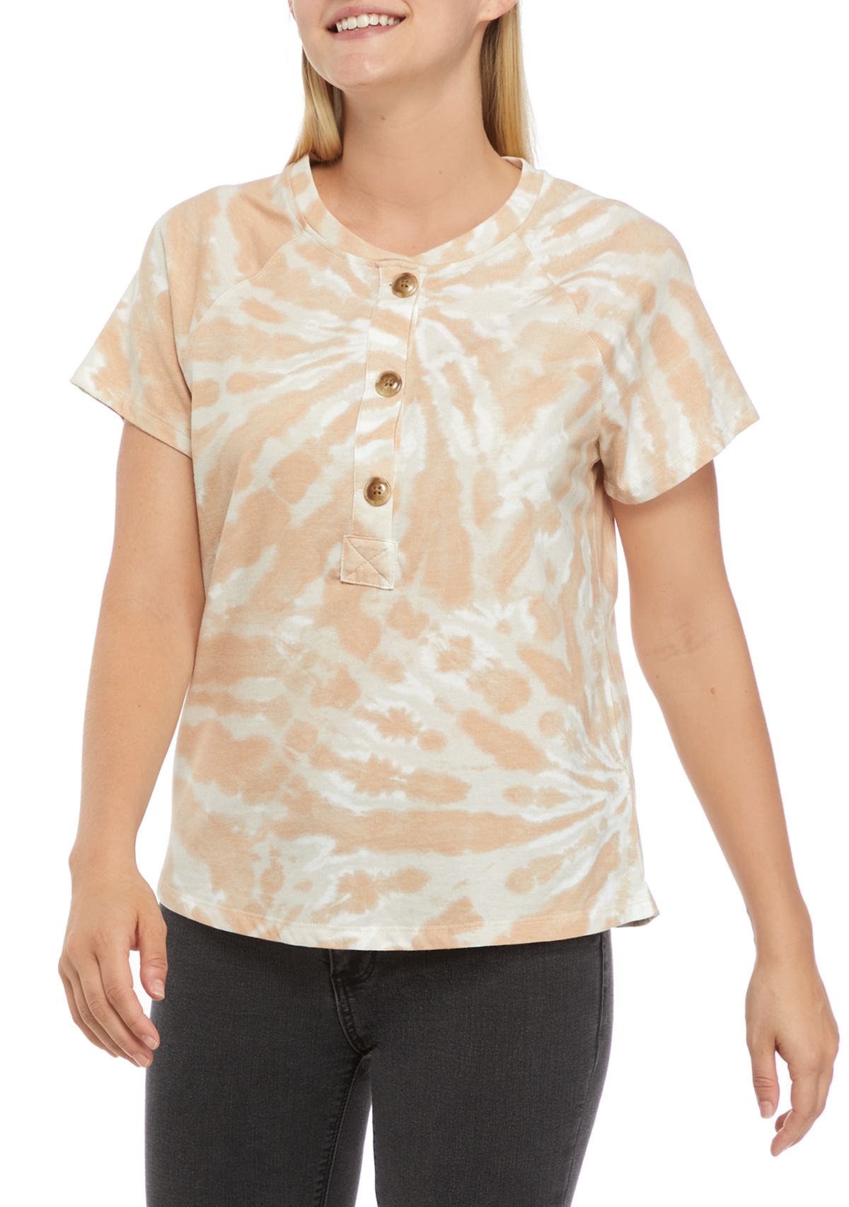 Juniors Tie Dye Henley Top 