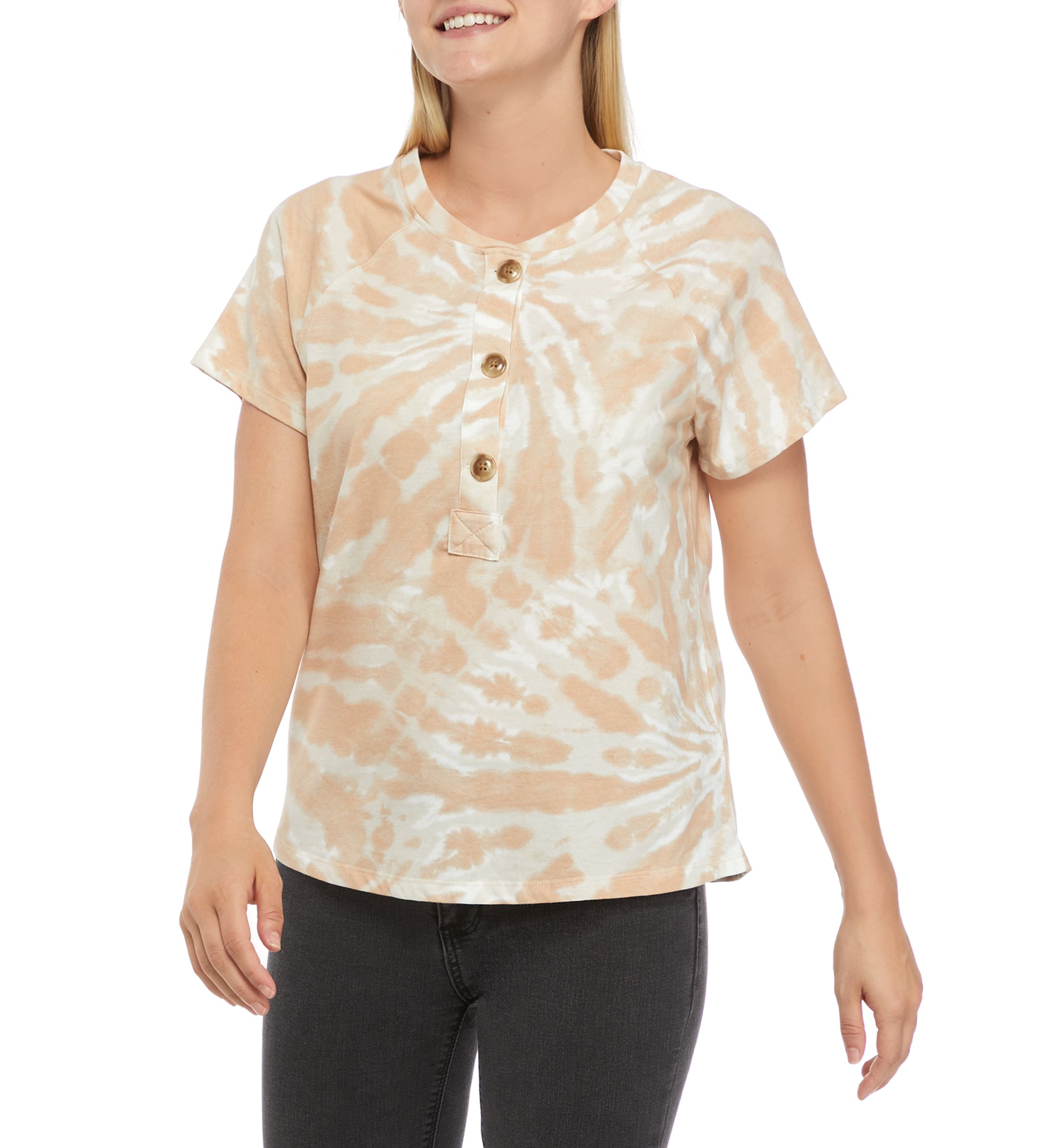 Juniors Tie Dye Henley Top 
