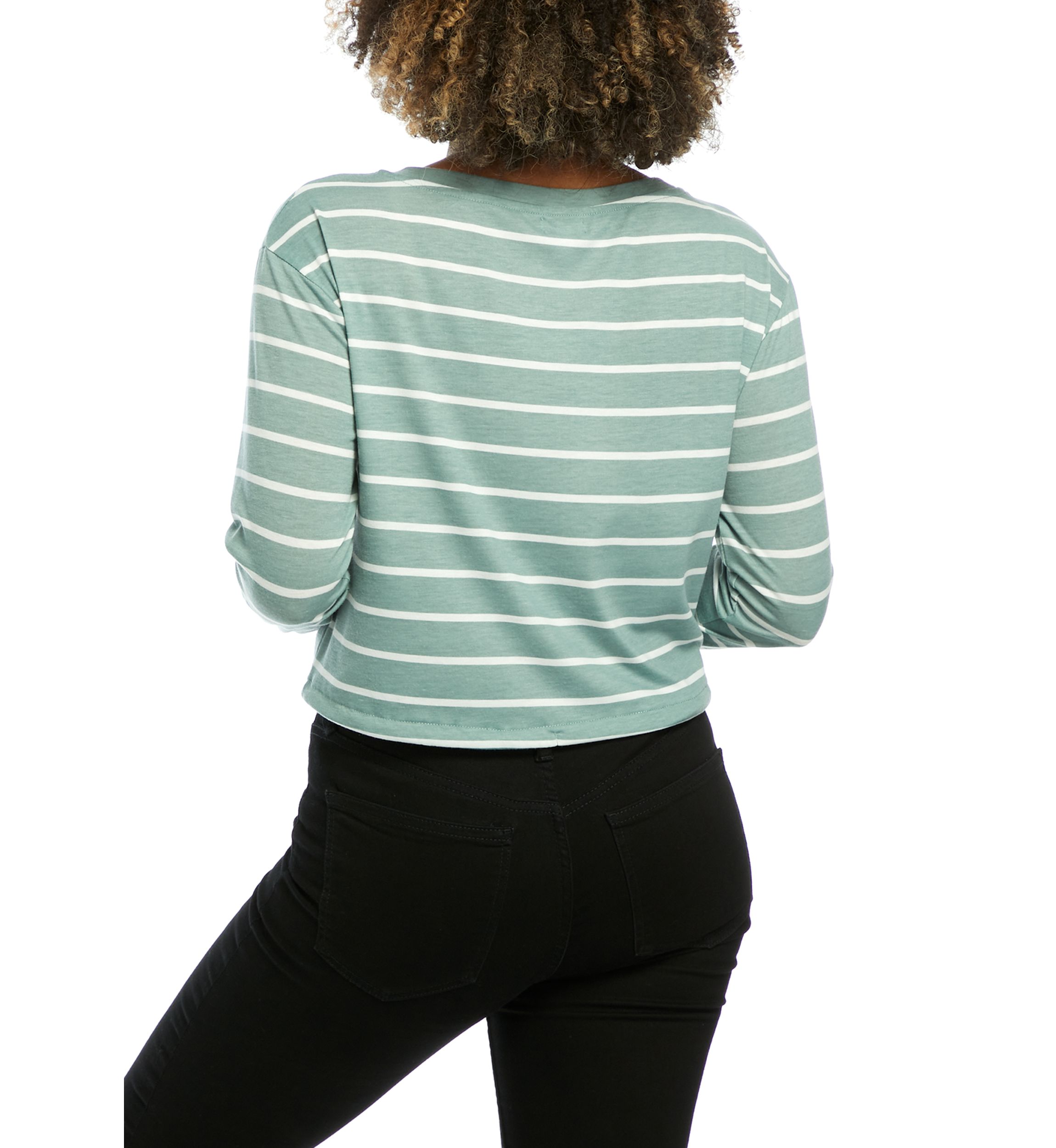 Juniors Long Sleeve Drawstring Hem Shirt 