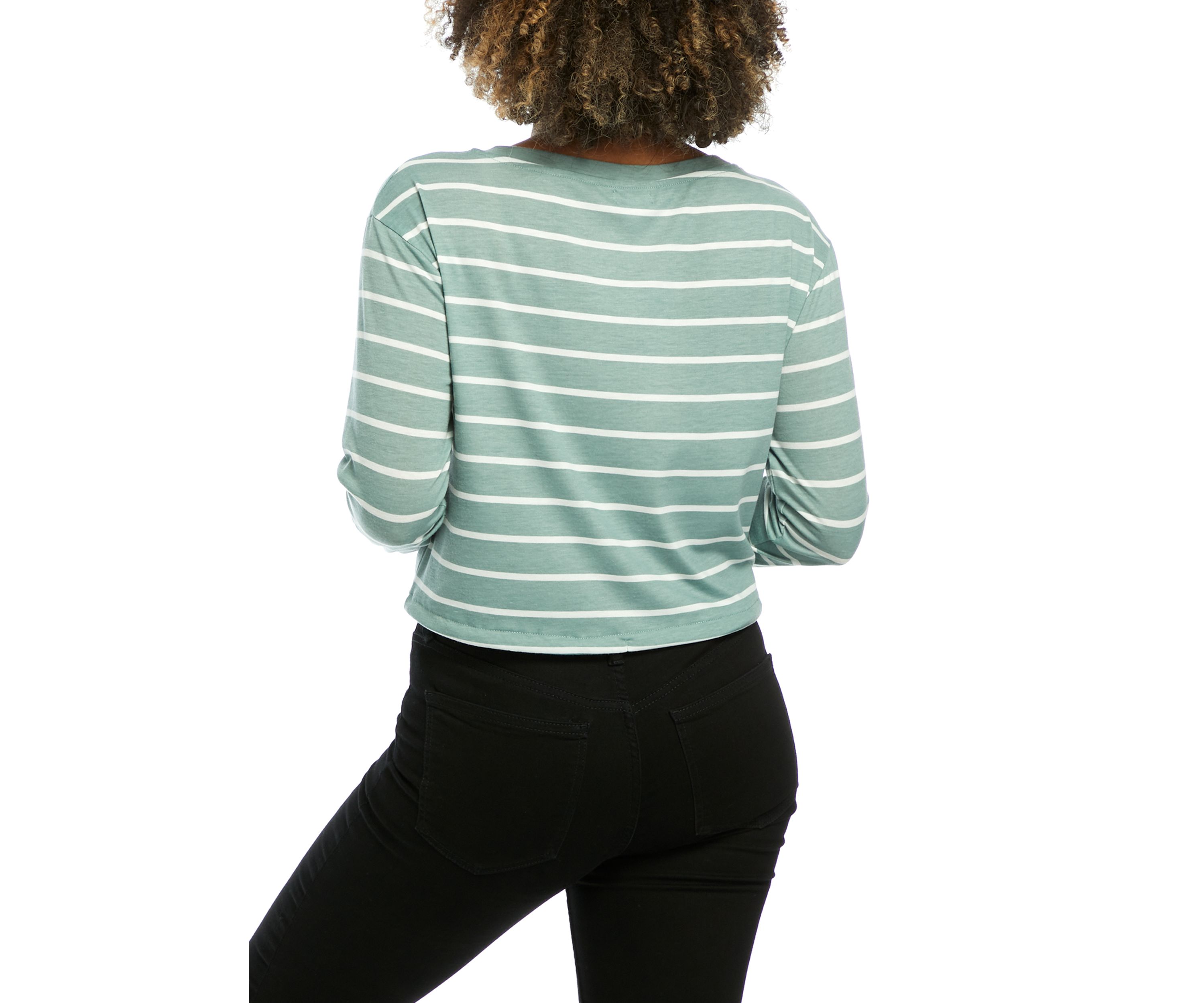 Juniors Long Sleeve Drawstring Hem Shirt 