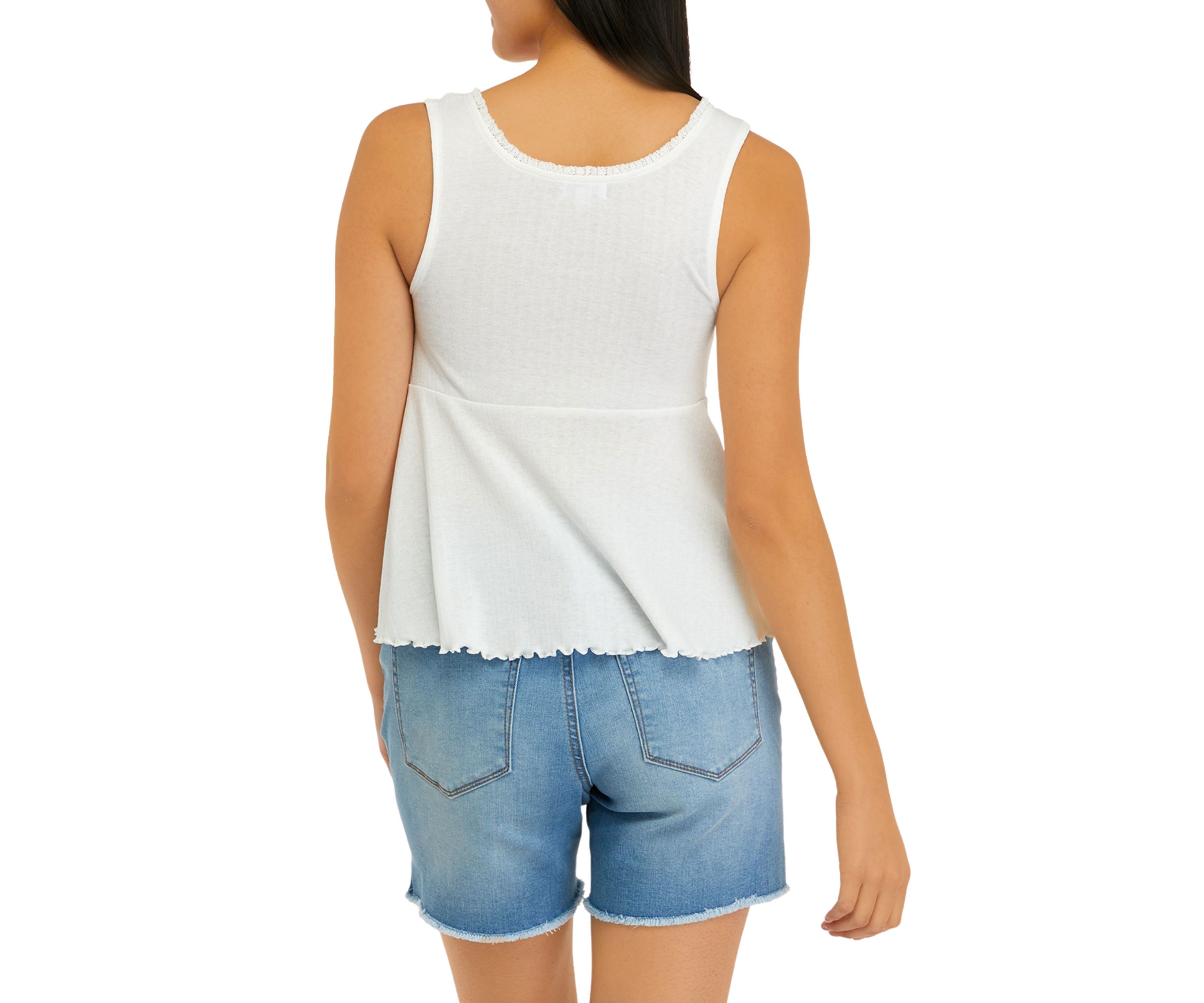 Juniors Sleeveless Henley Babydoll Tank Top