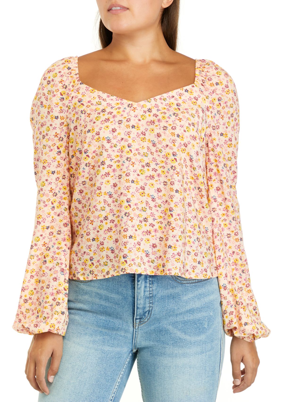 Juniors Long Sleeve Woven Top
