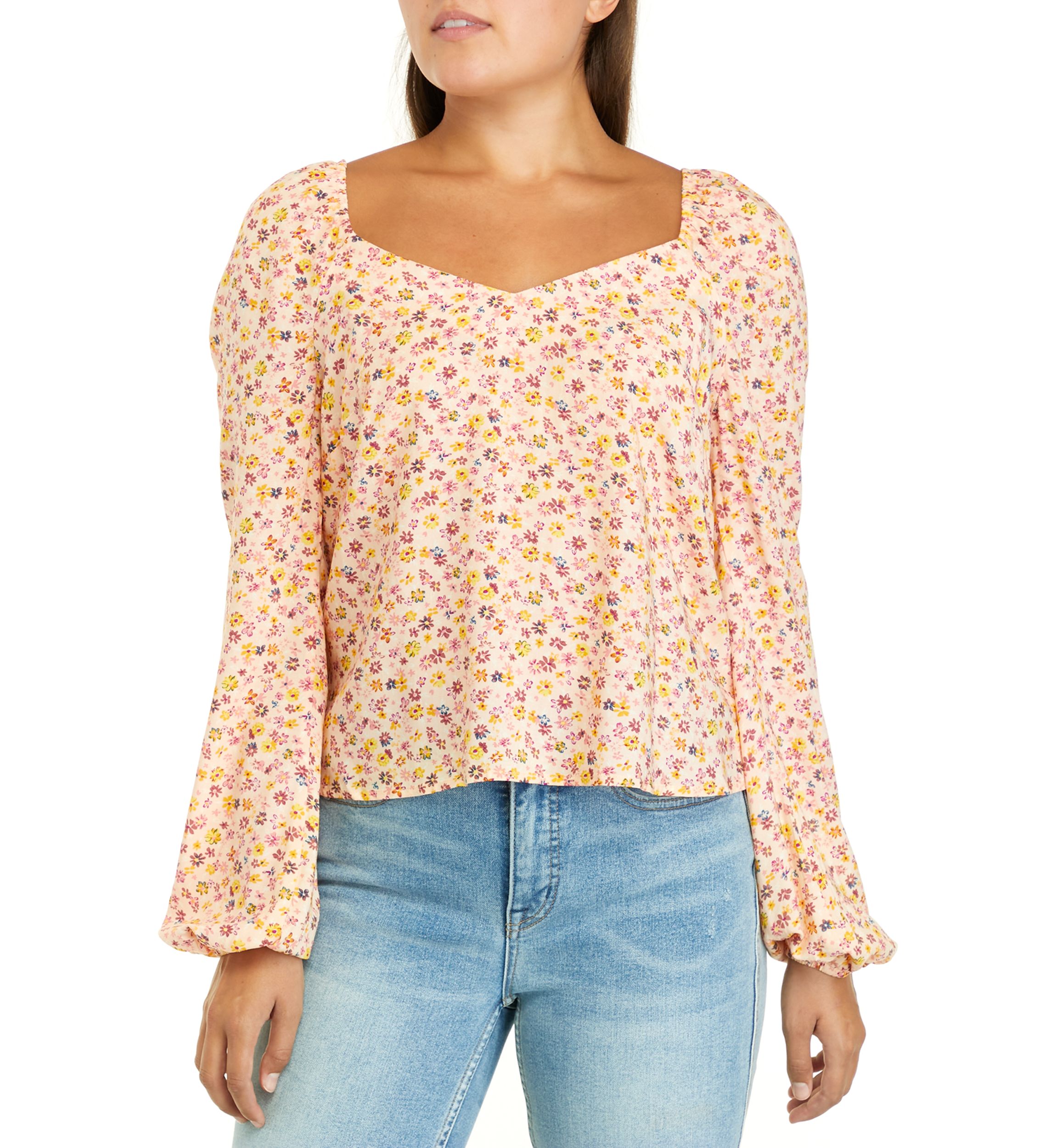 Juniors Long Sleeve Woven Top