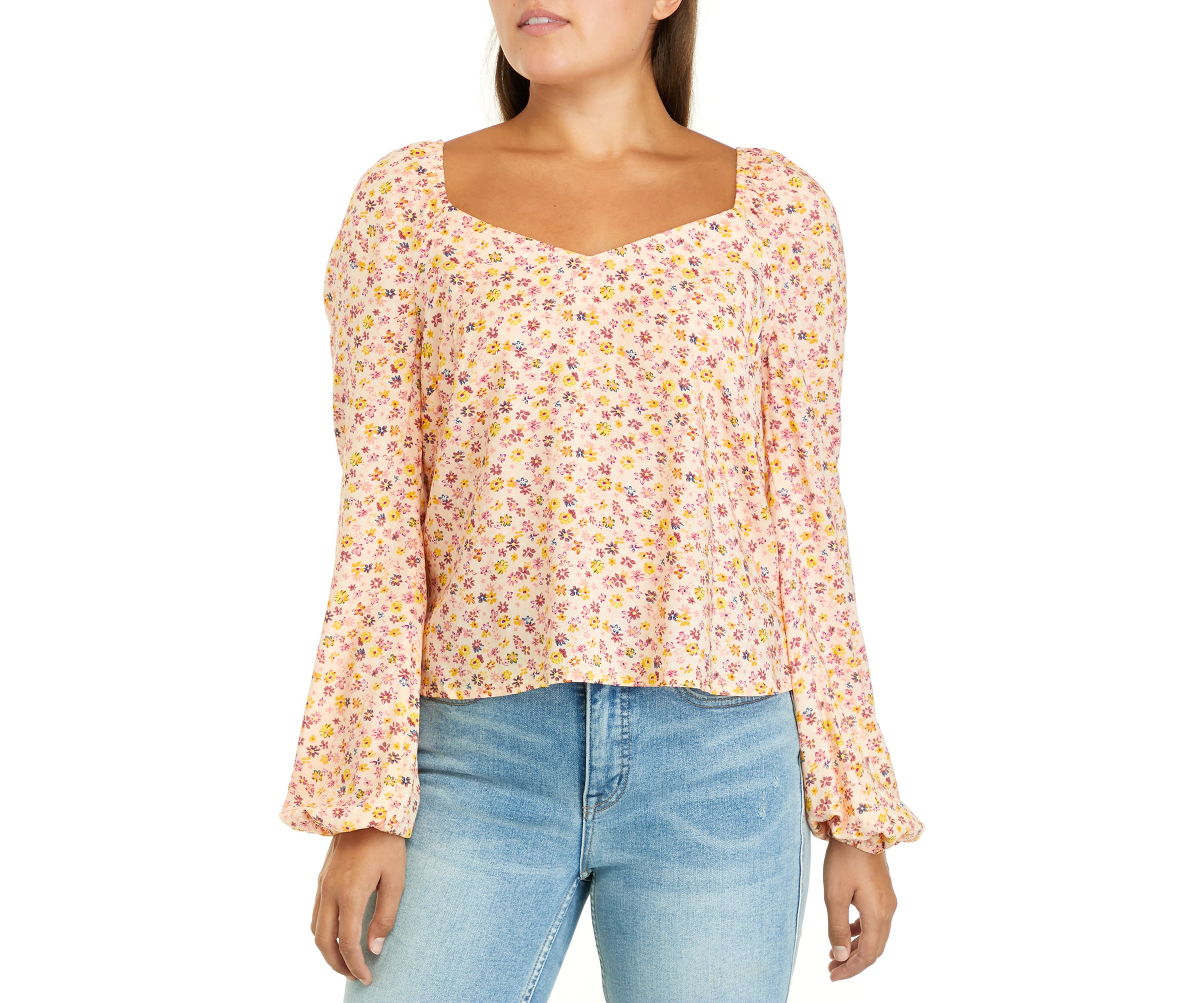 Juniors Long Sleeve Woven Top