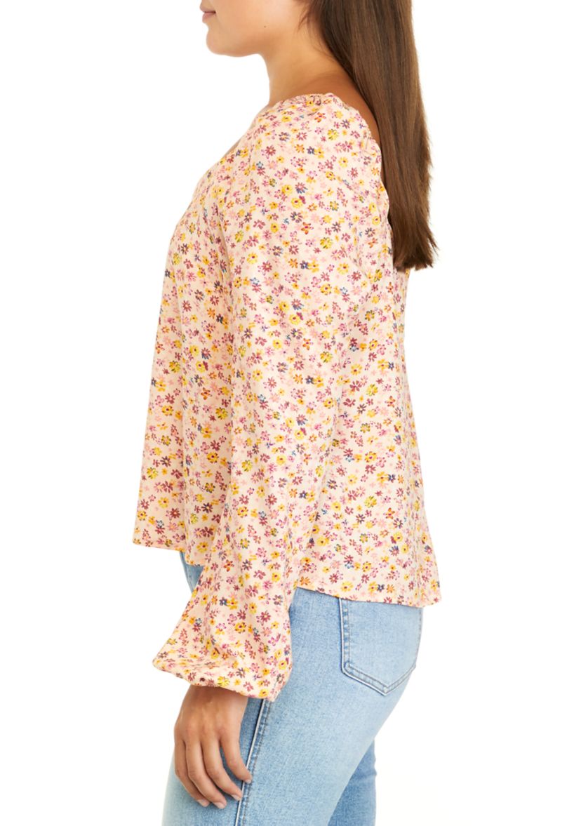 Juniors Long Sleeve Woven Top