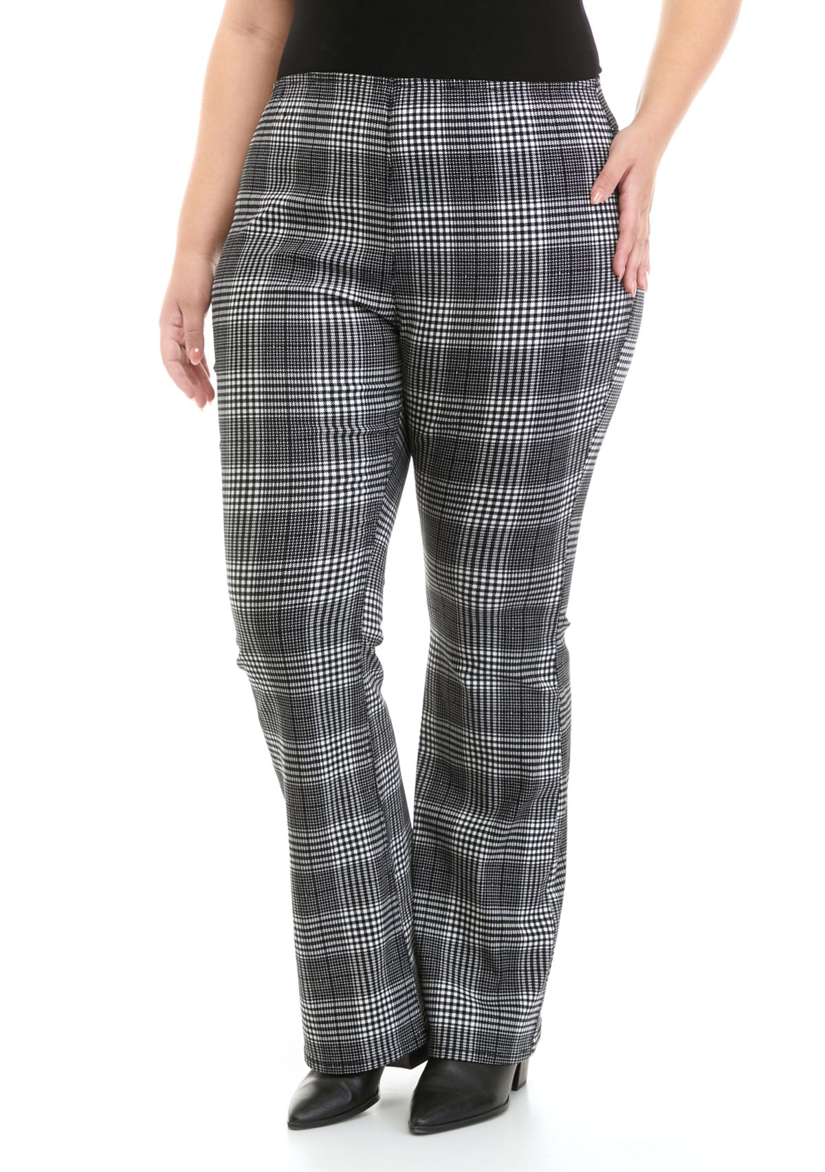 Plus Size Pull On Flare Clean Hem Pants 