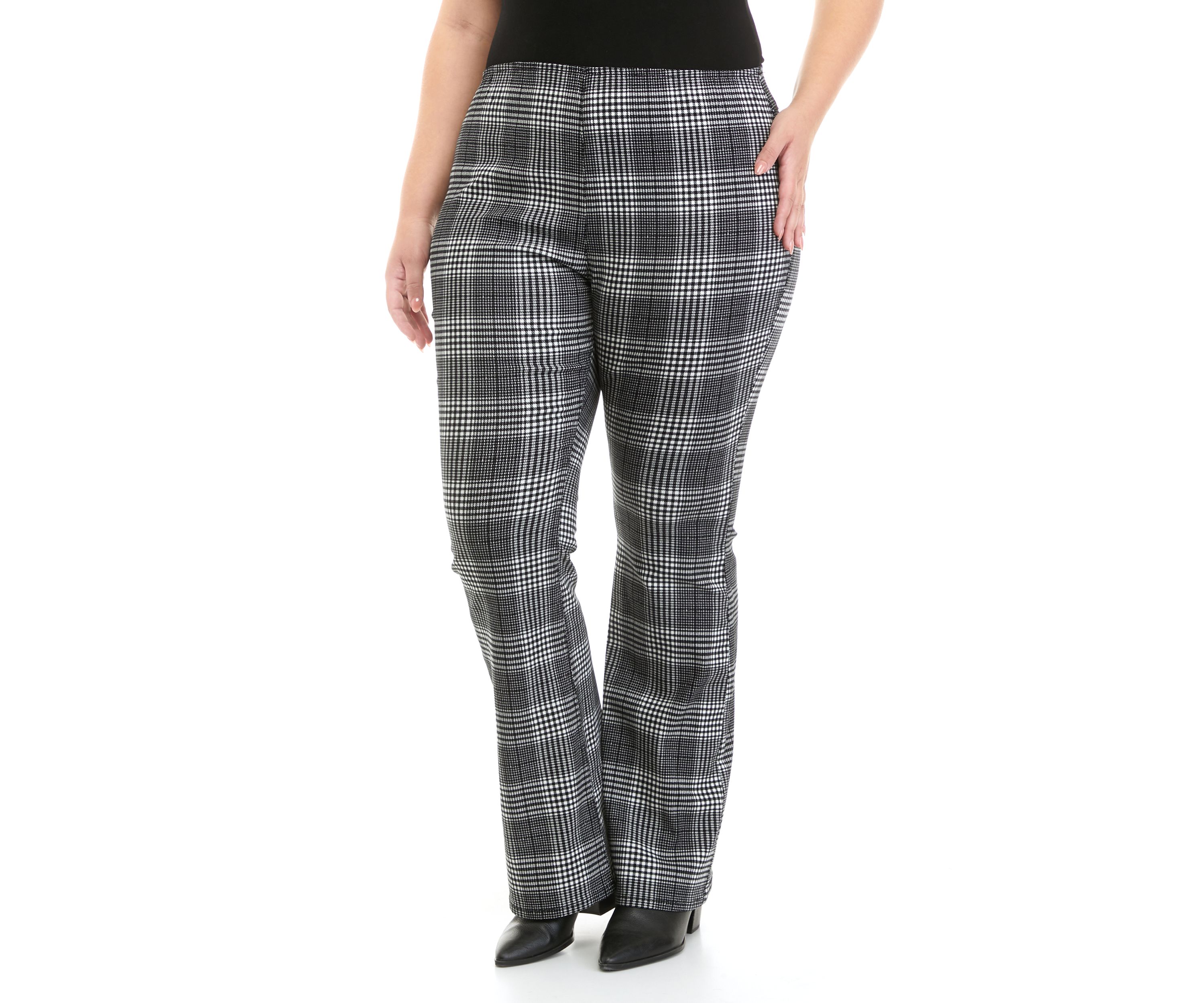 Plus Size Pull On Flare Clean Hem Pants 