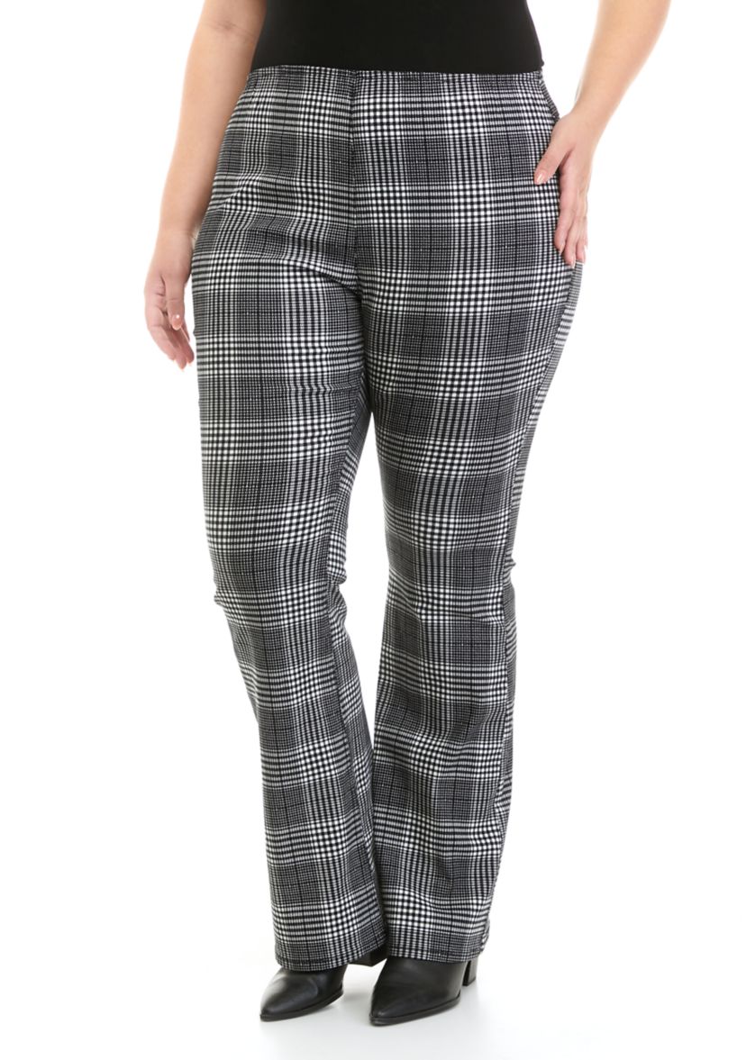 Plus Size Pull On Flare Clean Hem Pants 
