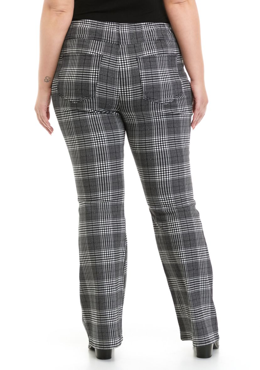 Plus Size Pull On Flare Clean Hem Pants 