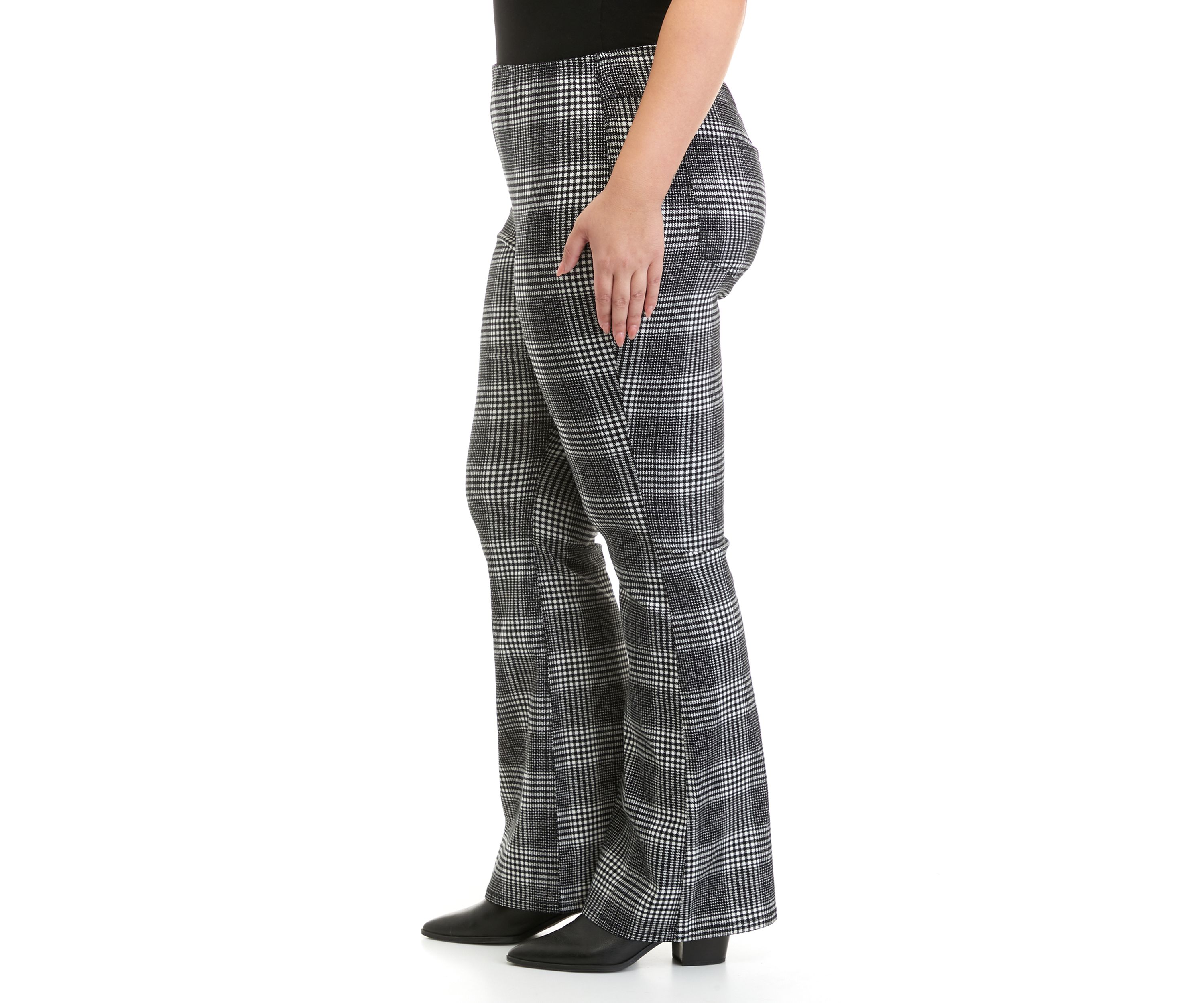 Plus Size Pull On Flare Clean Hem Pants 