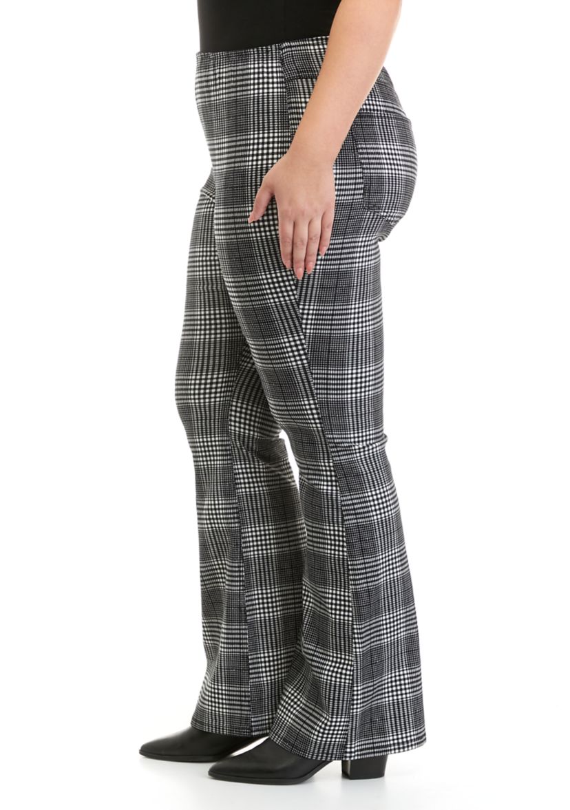 Plus Size Pull On Flare Clean Hem Pants 