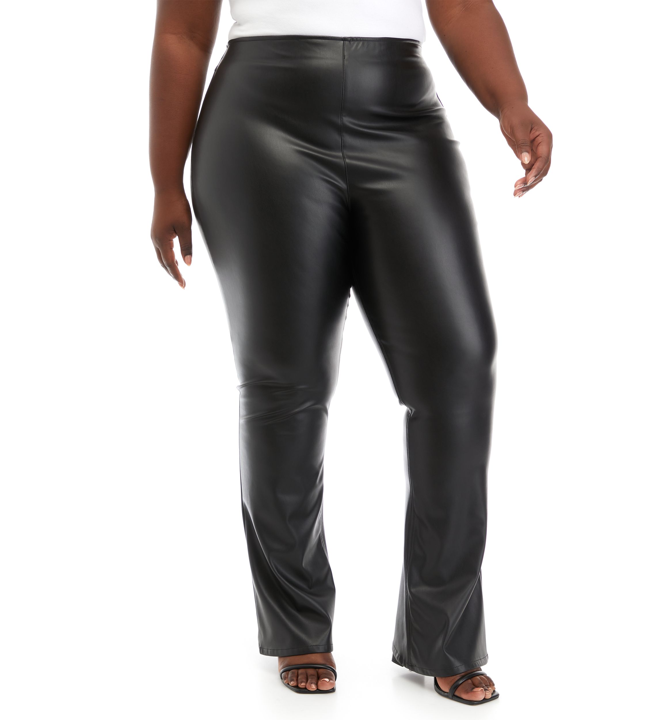Plus Size Faux Leather Flare Pants