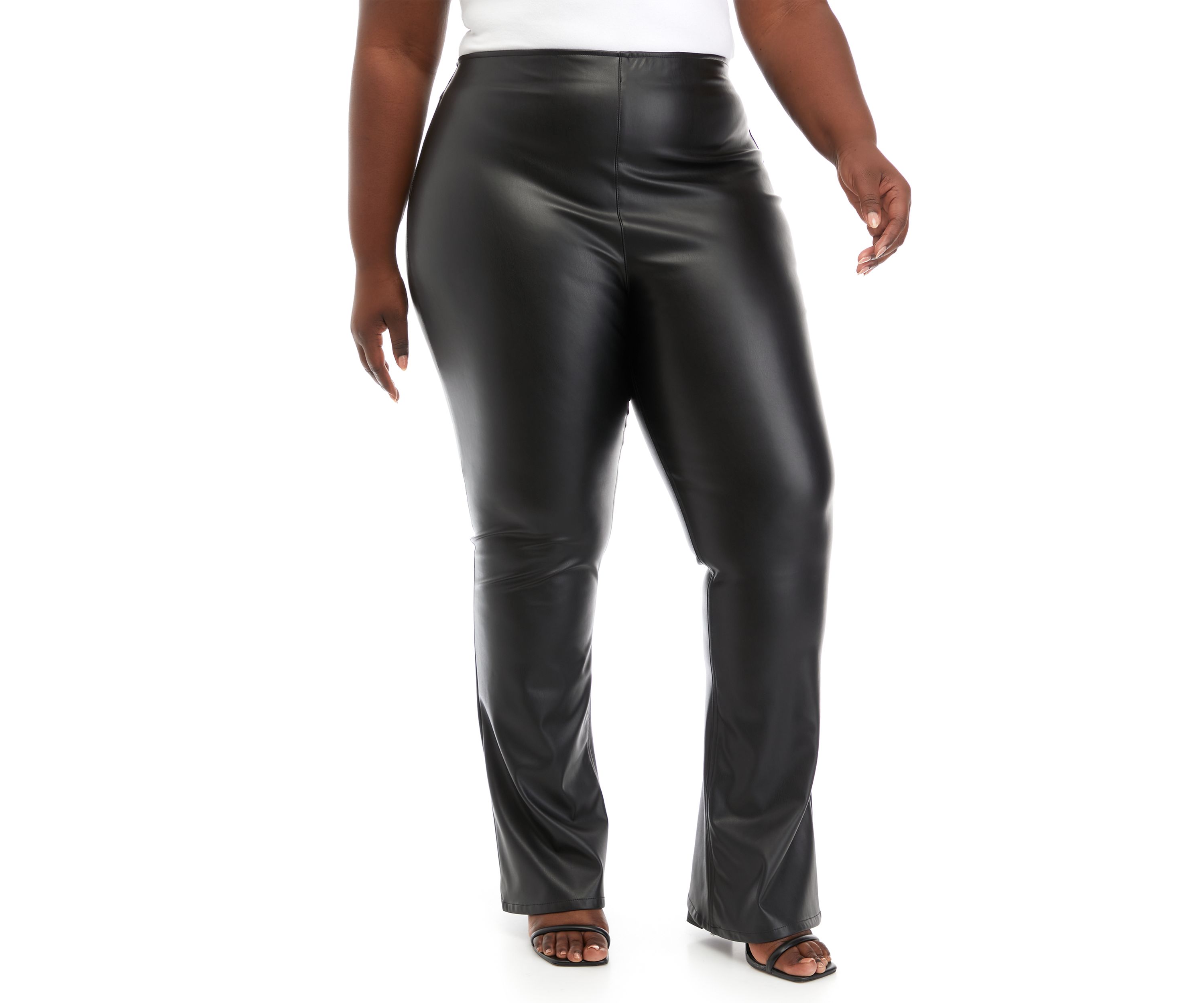 Plus Size Faux Leather Flare Pants