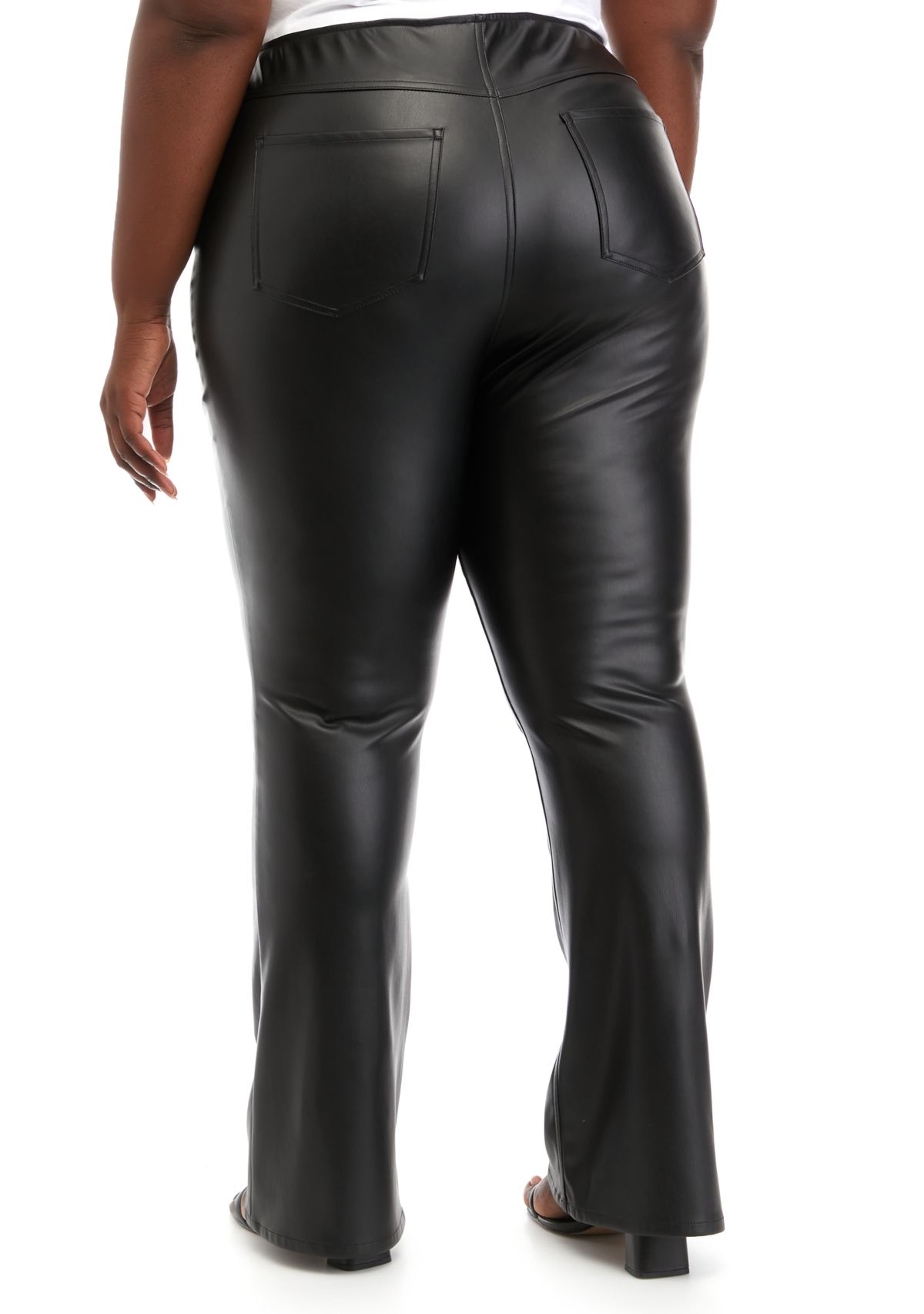 Plus Size Faux Leather Flare Pants