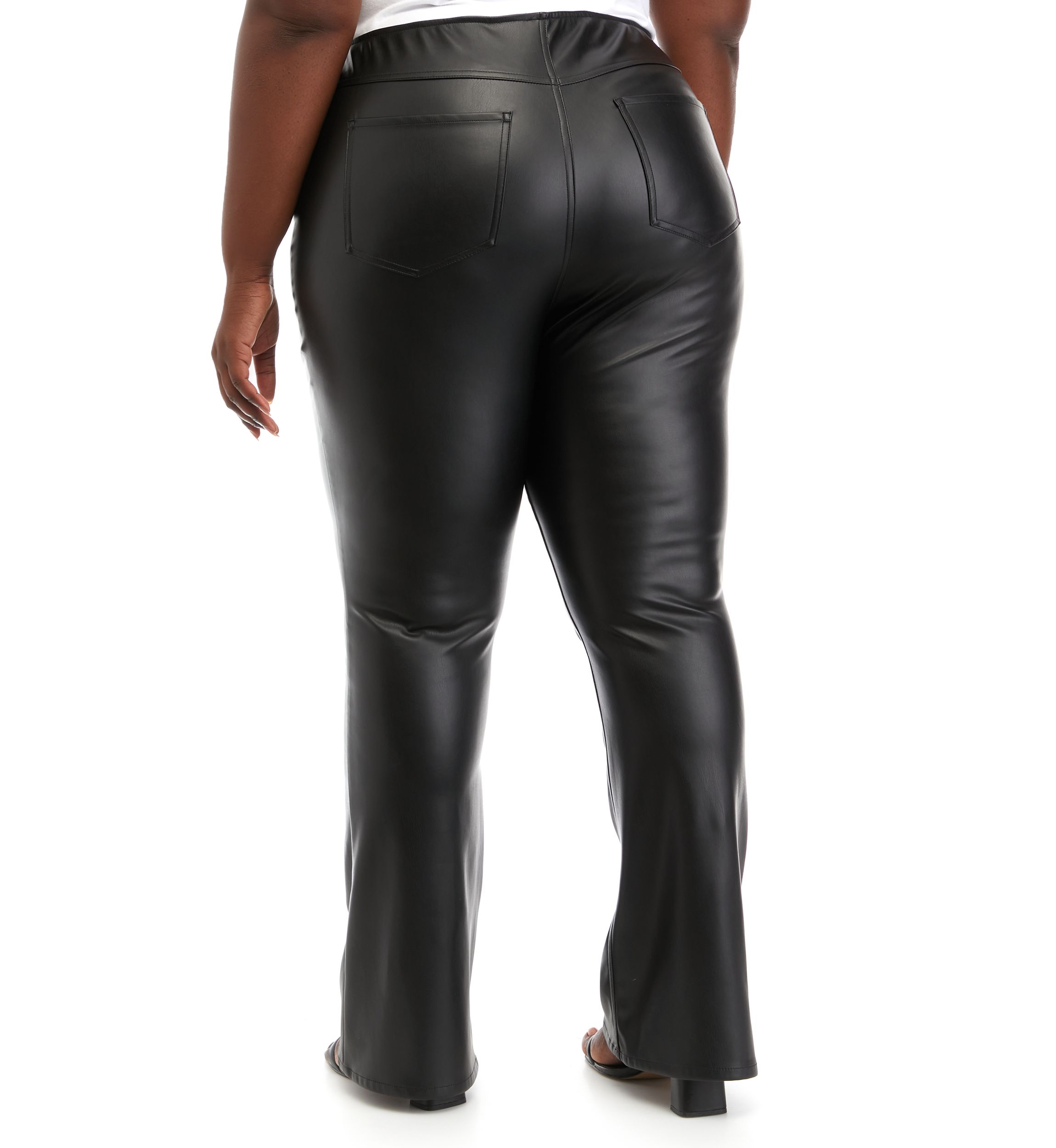 Plus Size Faux Leather Flare Pants