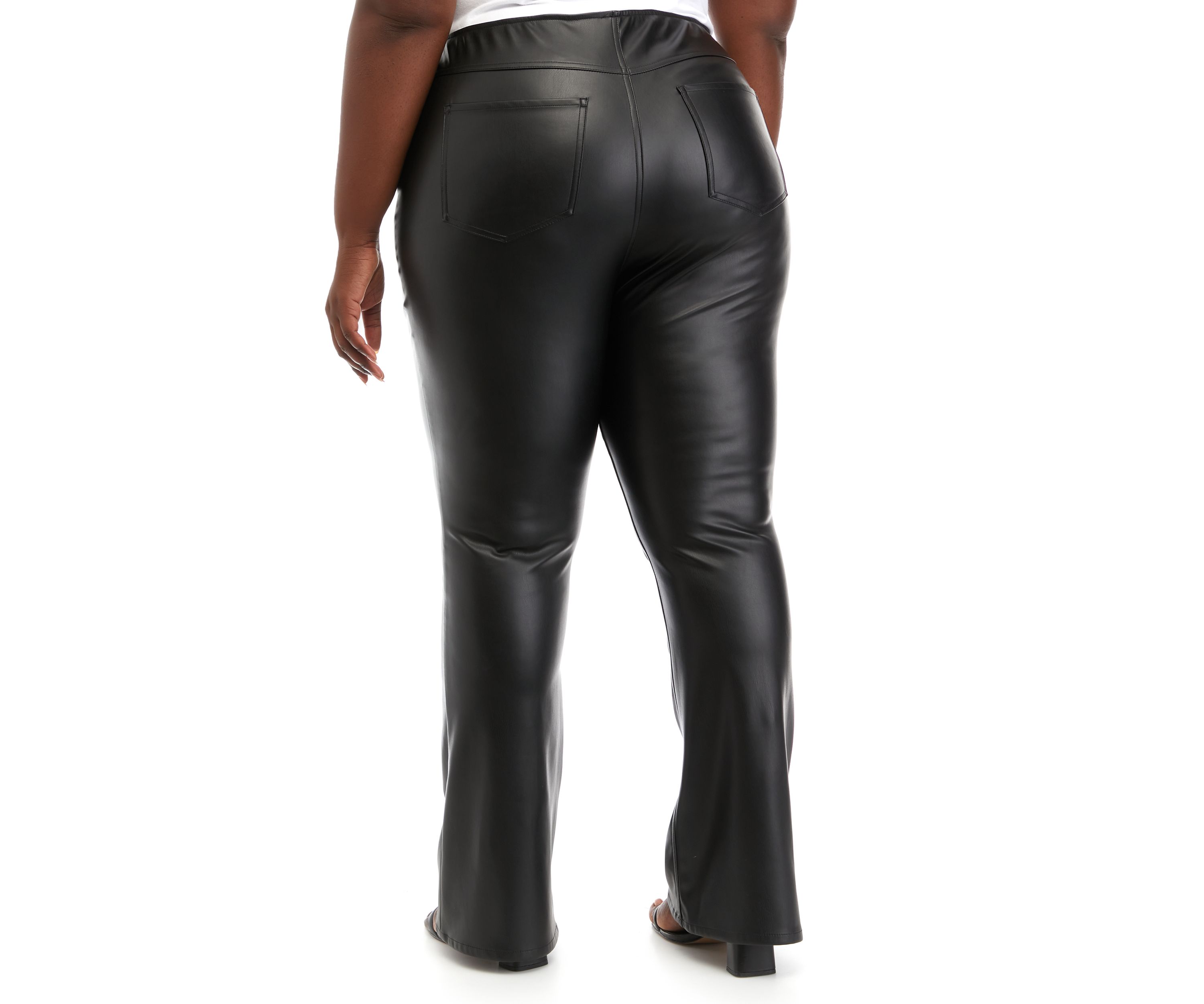 Plus Size Faux Leather Flare Pants