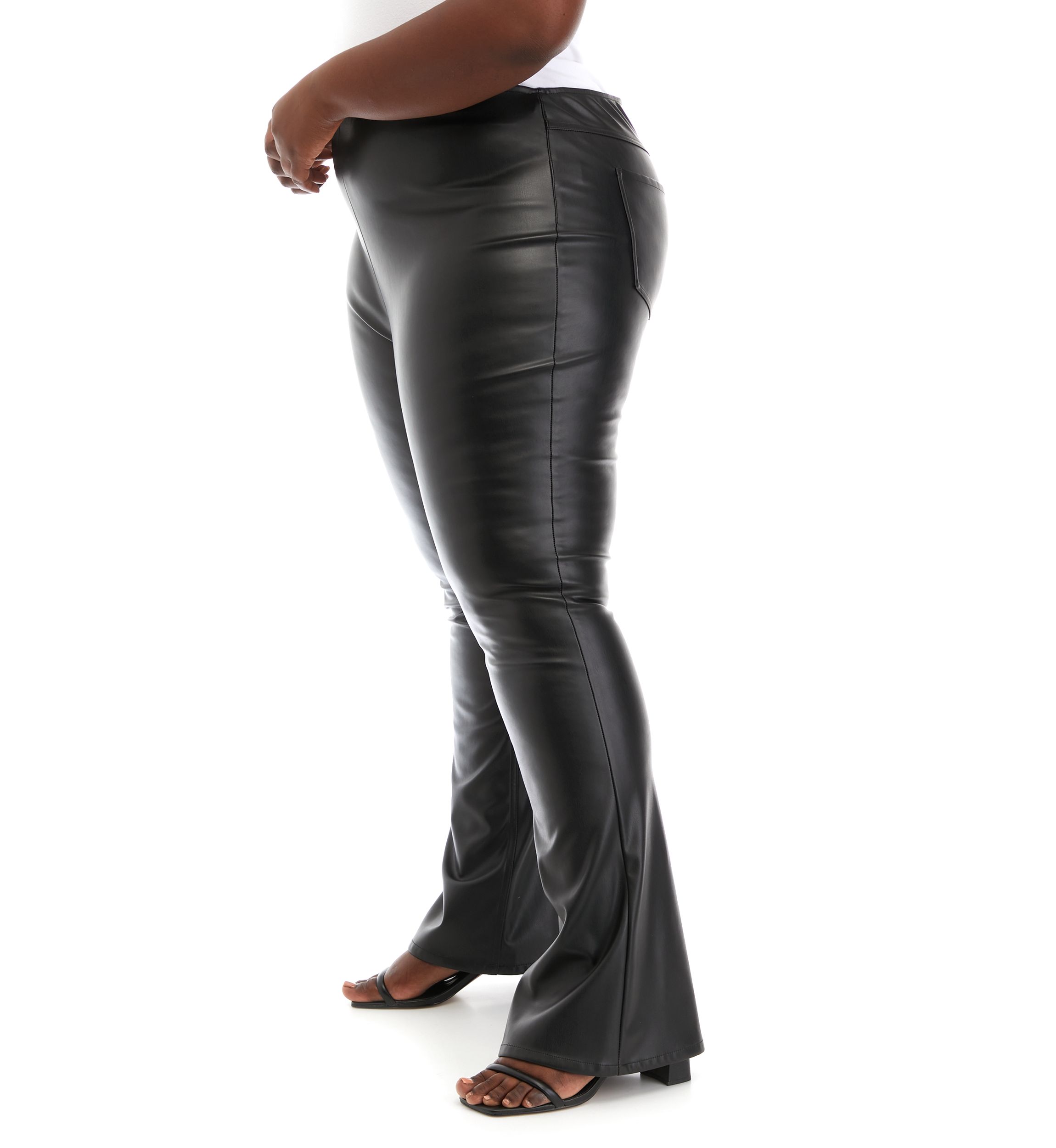 Plus Size Faux Leather Flare Pants