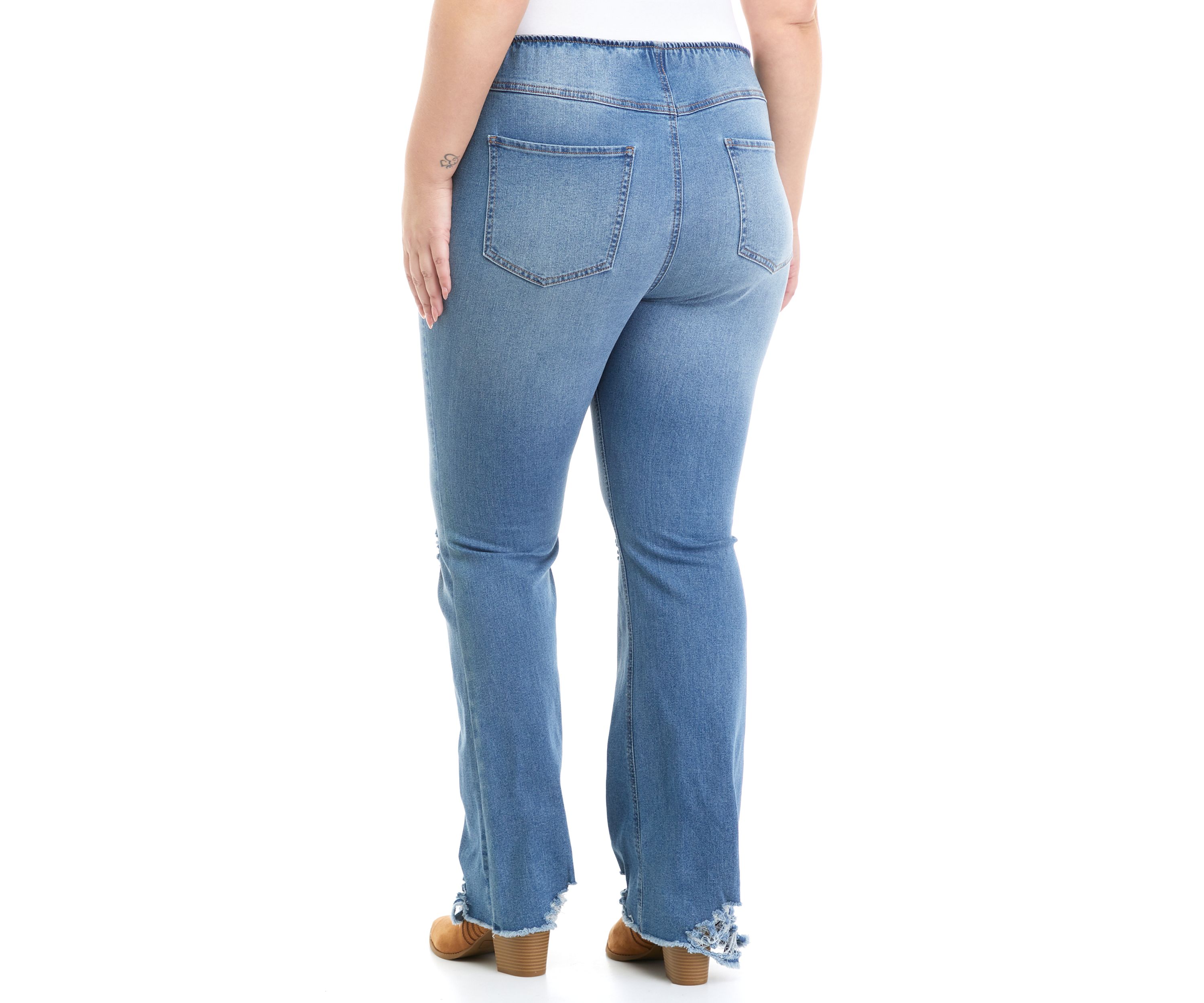 Plus Size High Rise Pull On Flare Jeans 
