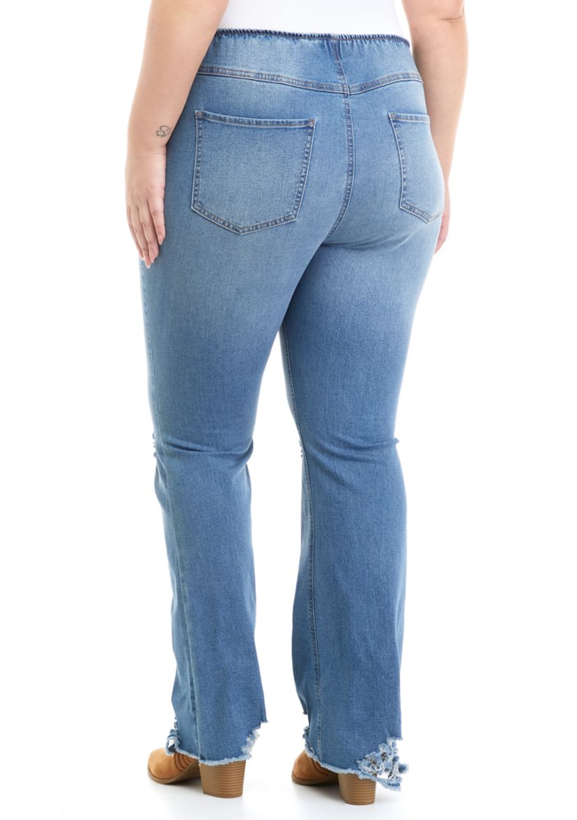 Plus Size High Rise Pull On Flare Jeans 
