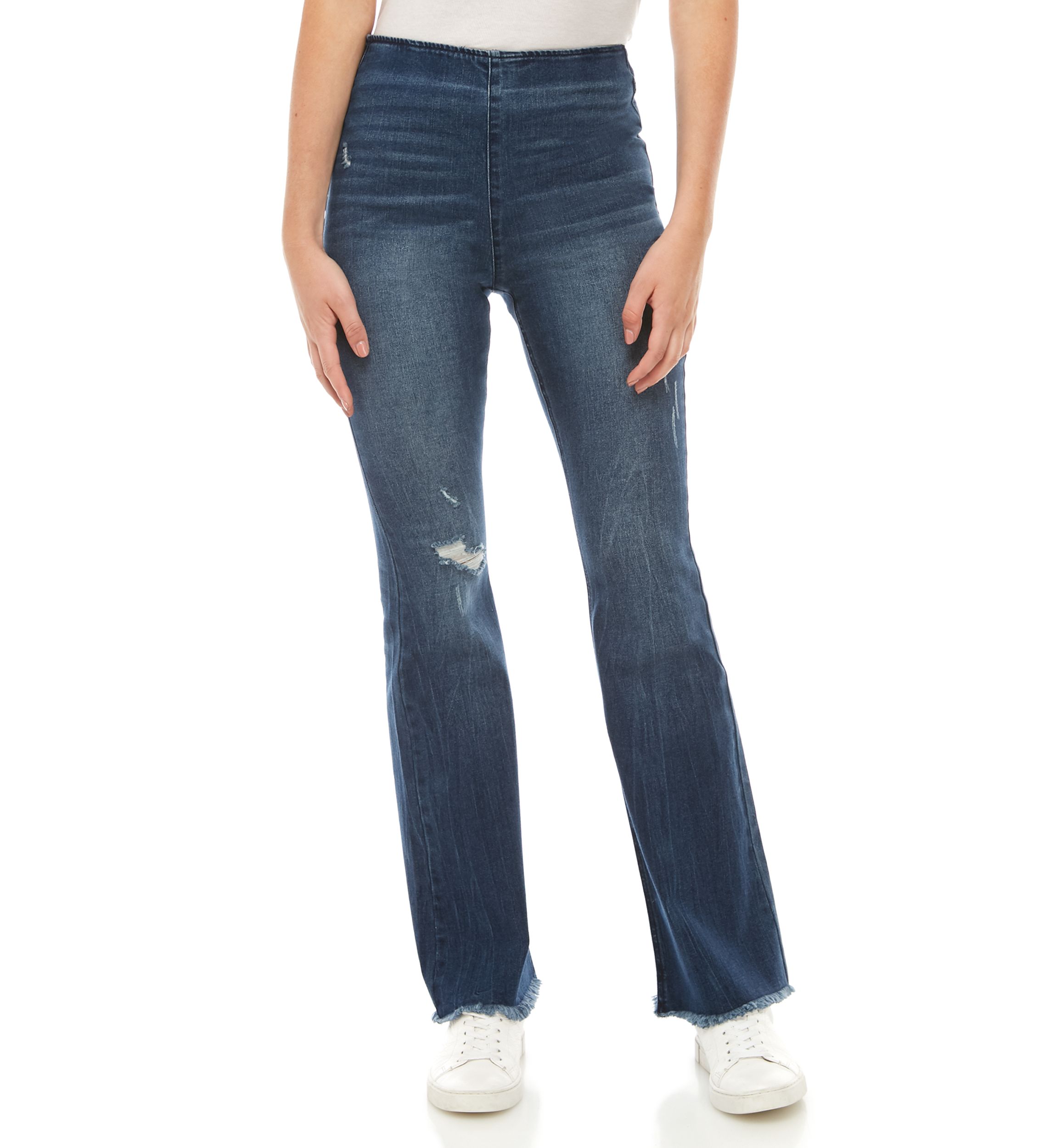 Pull On Clean Hem Flare Jeans 