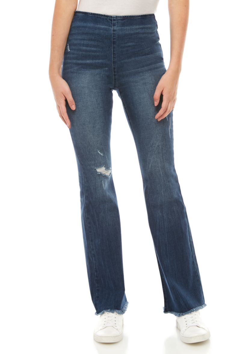 Pull On Clean Hem Flare Jeans 