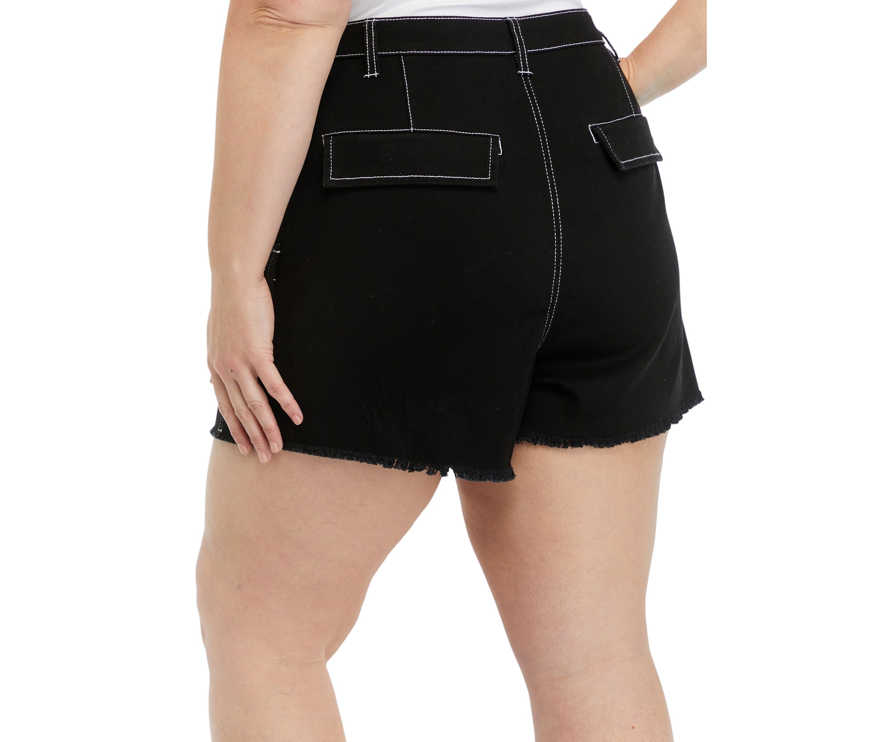 Plus Size 3" Cargo Shorts with Frayed Hem