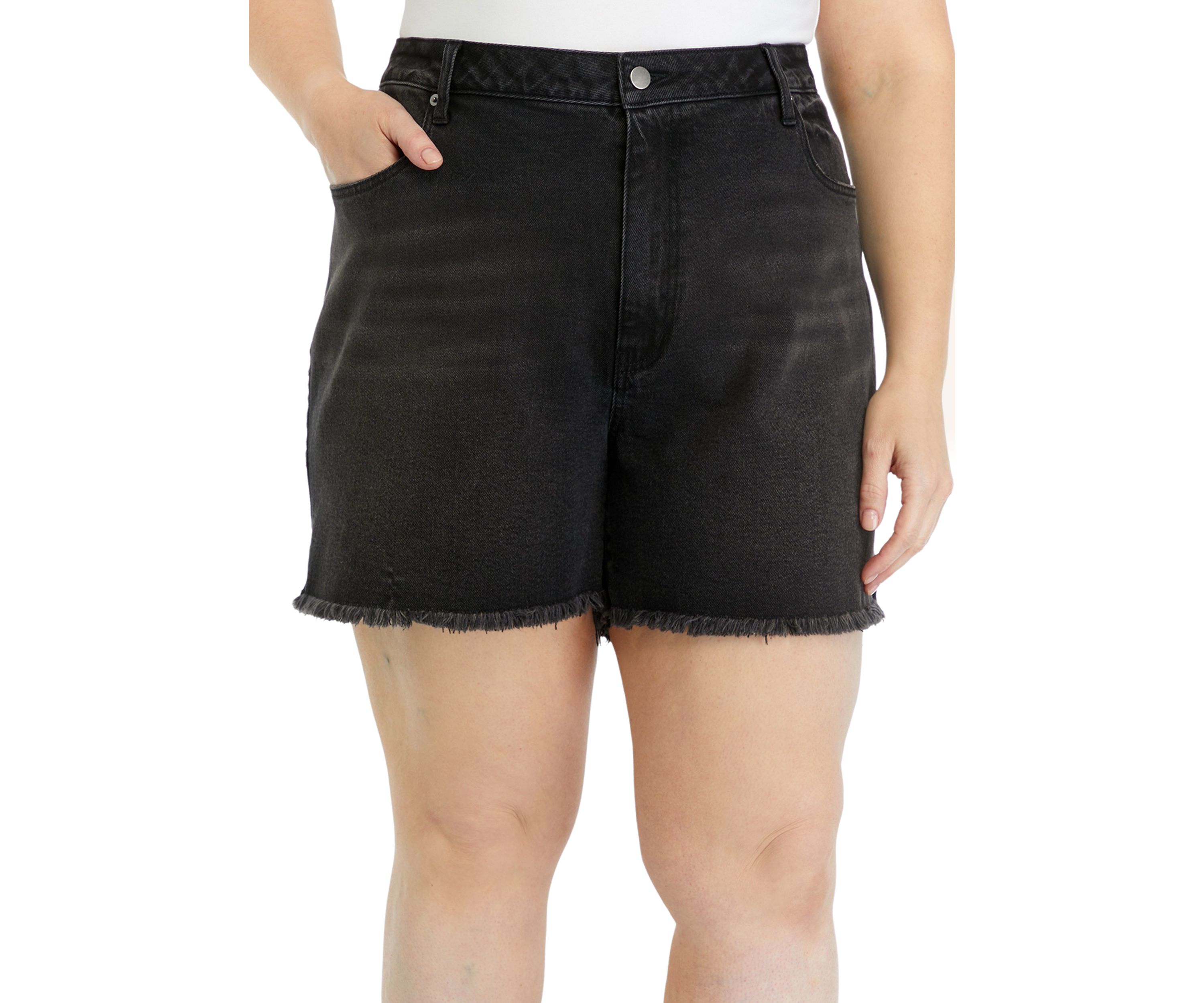 Plus Size 5" High Rise Shorts with Slits