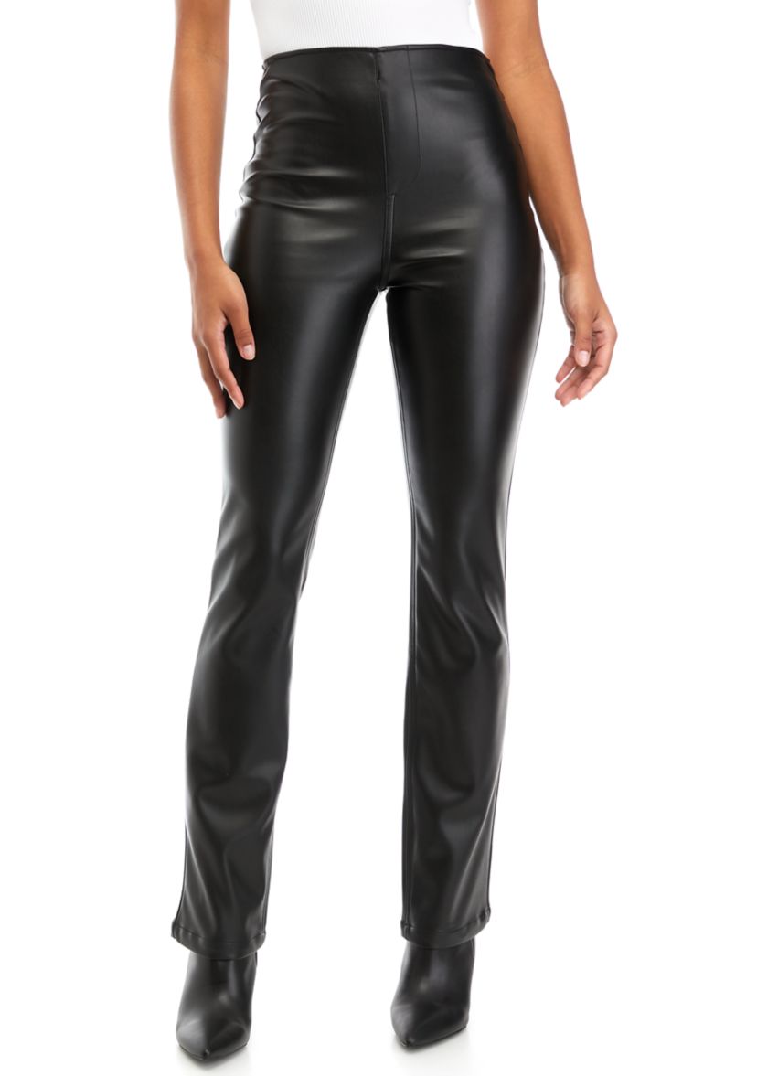 Juniors Pull On Straight Faux Leather Pants