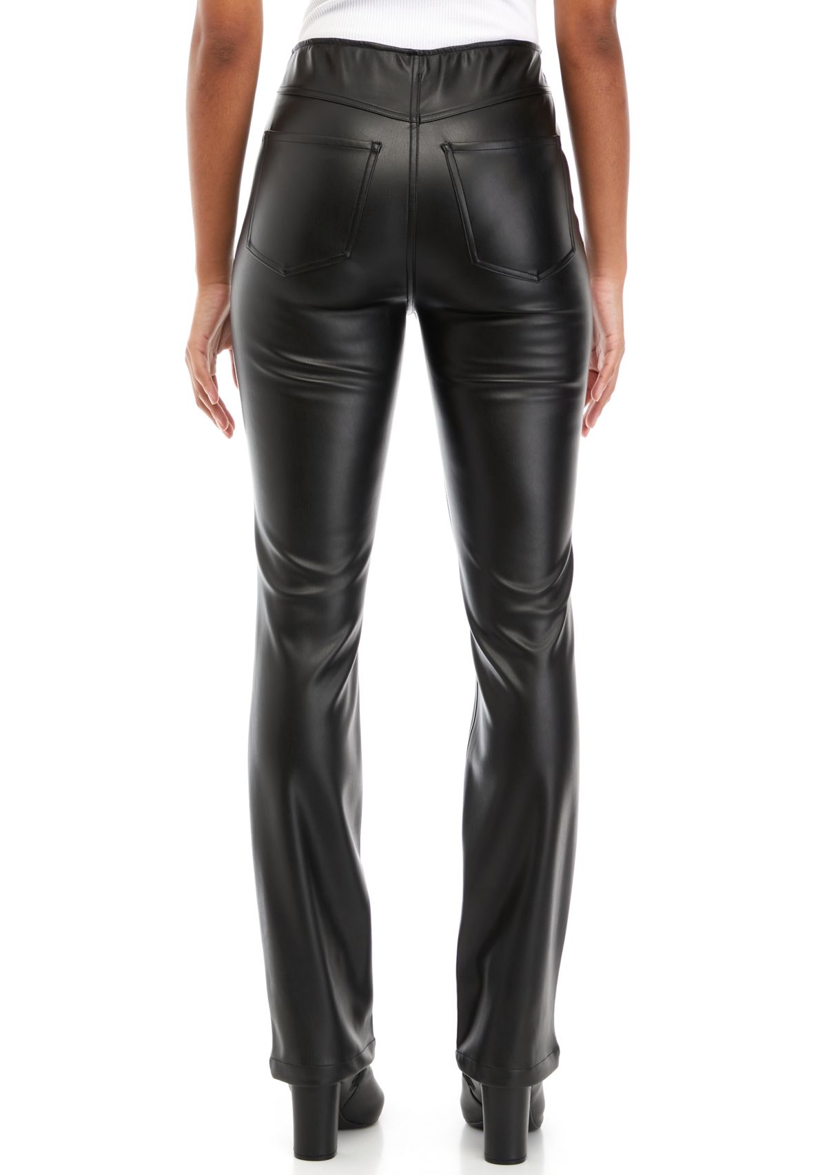 Juniors Pull On Straight Faux Leather Pants