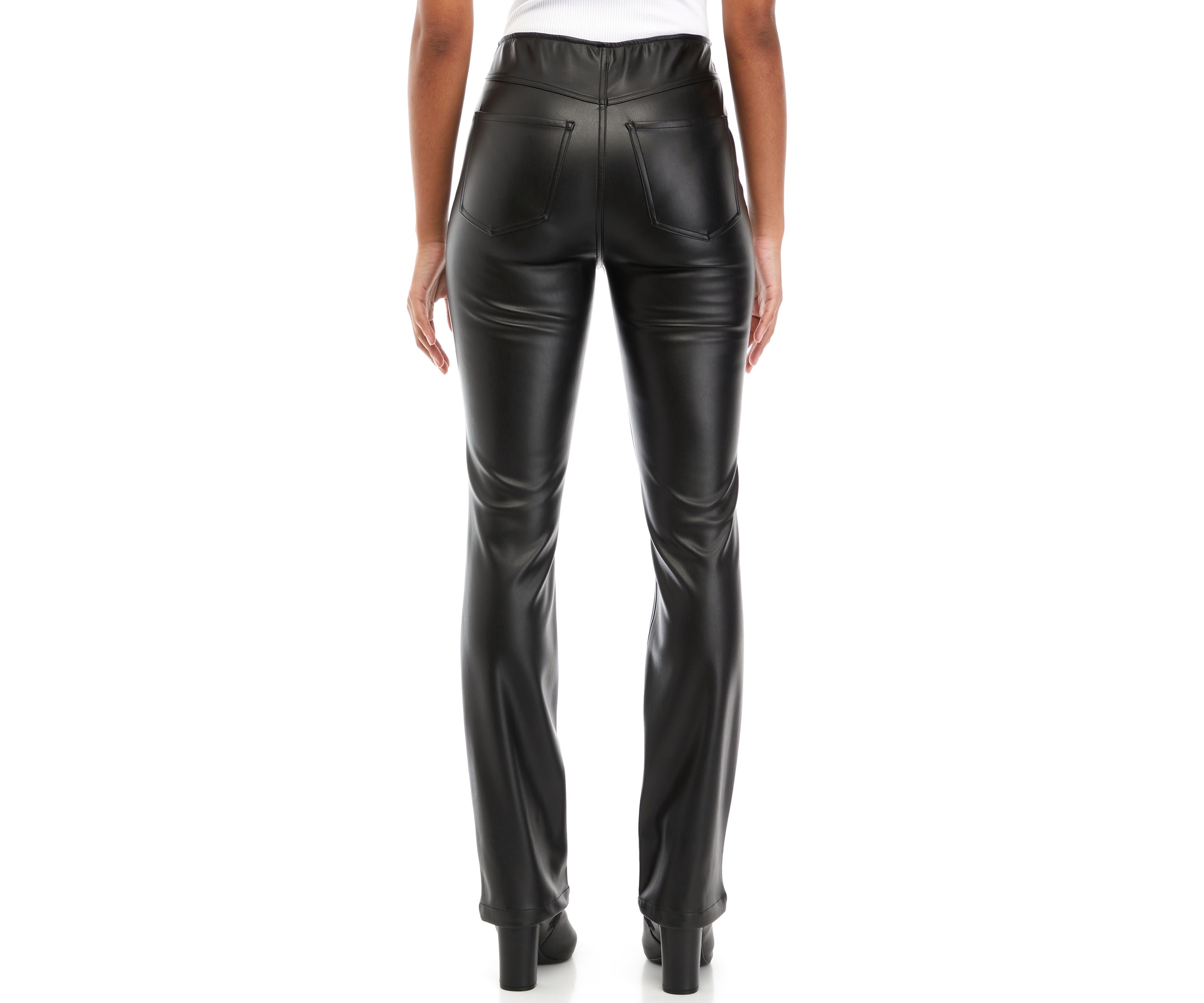 Juniors Pull On Straight Faux Leather Pants
