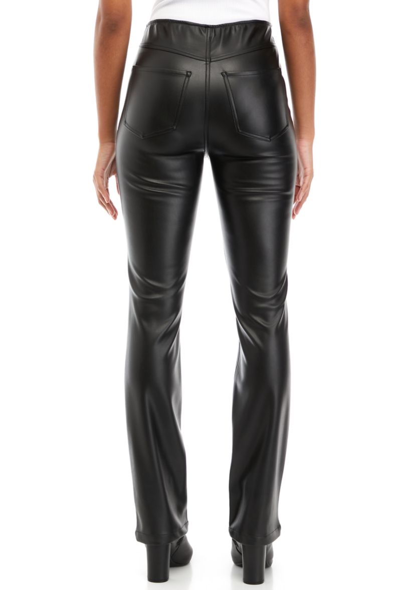 Juniors Pull On Straight Faux Leather Pants