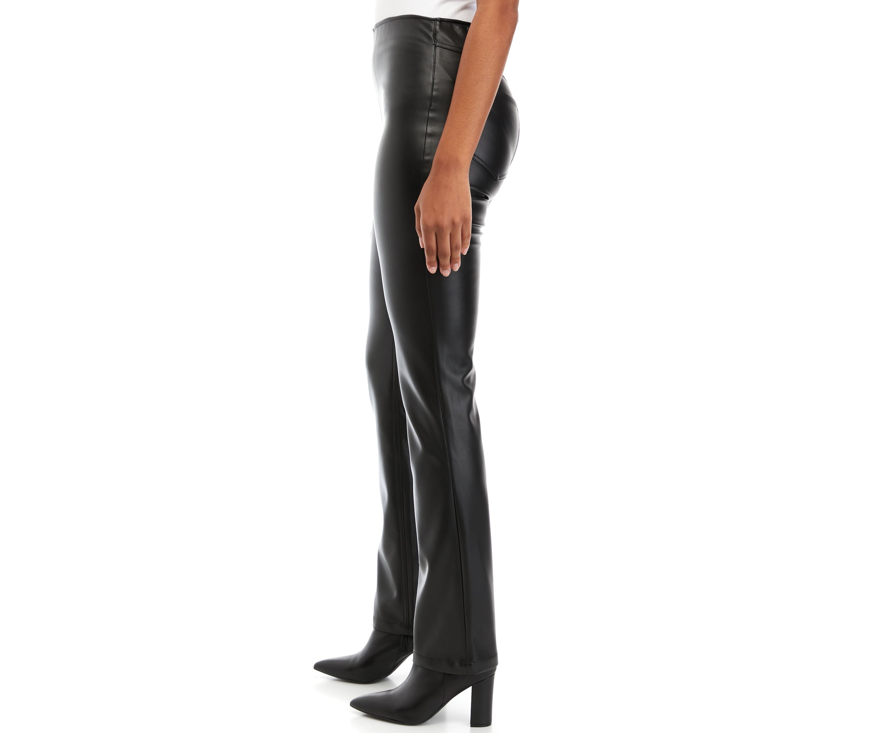 Juniors Pull On Straight Faux Leather Pants