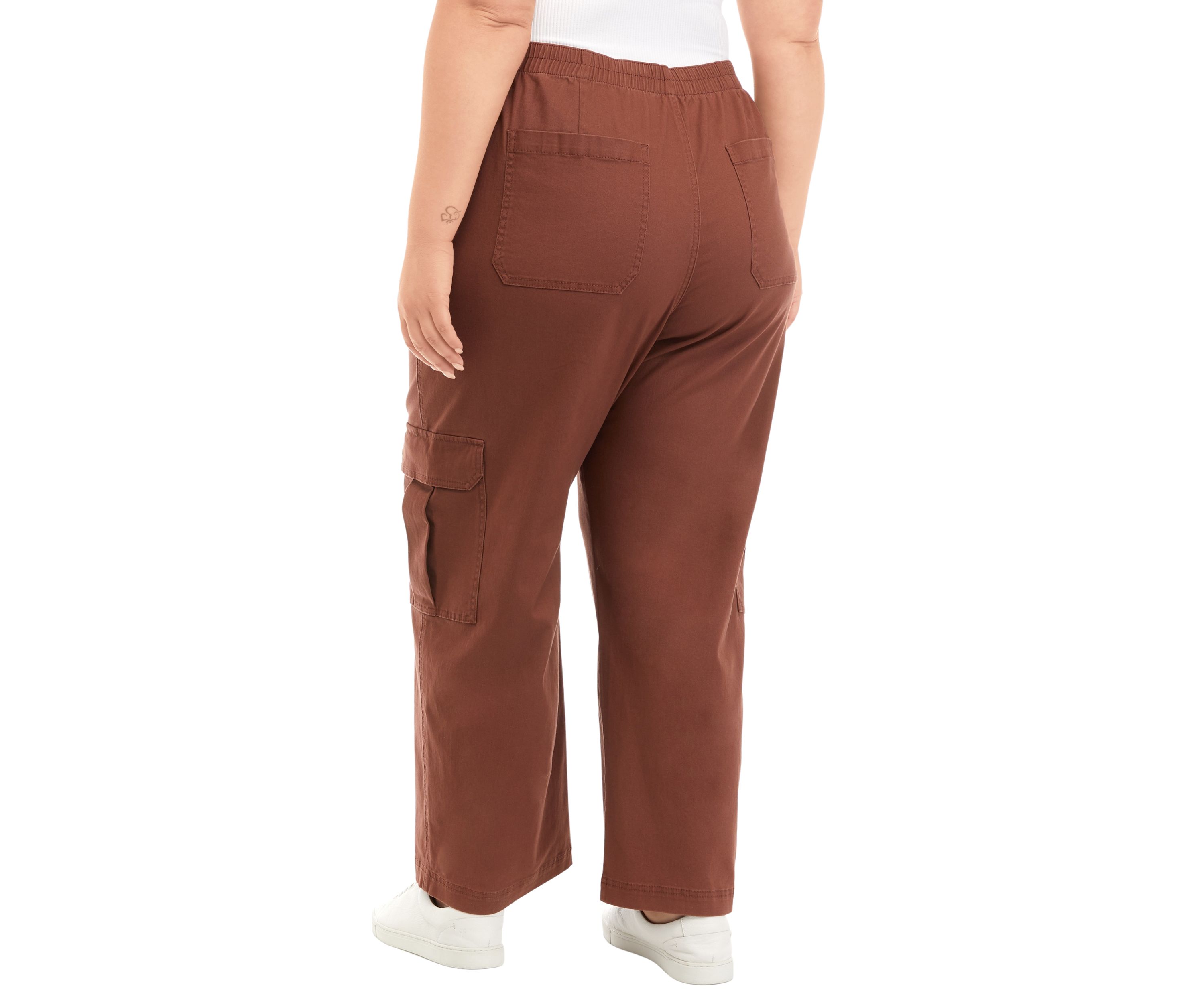 Plus Size Twill Cargo Straight Leg Pants 