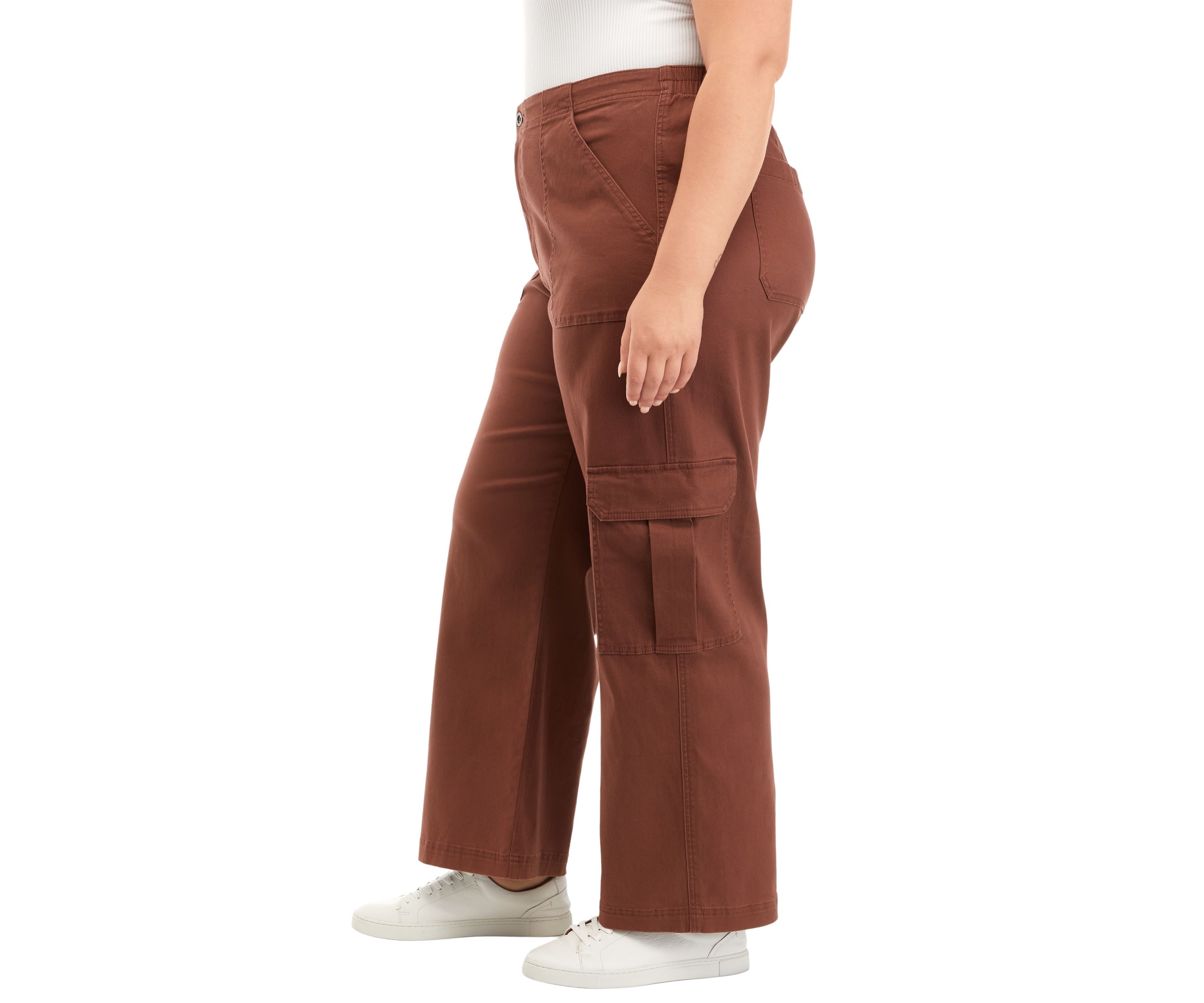 Plus Size Twill Cargo Straight Leg Pants 