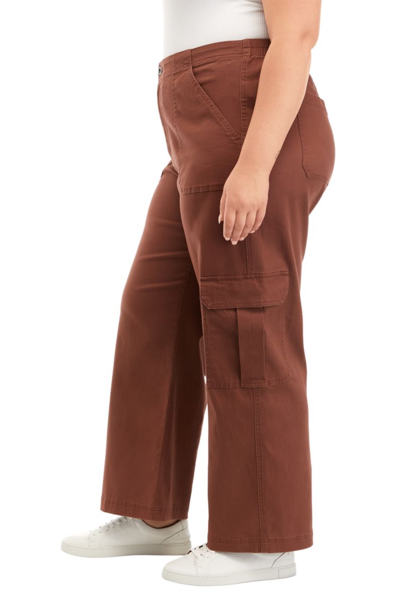 Plus Size Twill Cargo Straight Leg Pants 