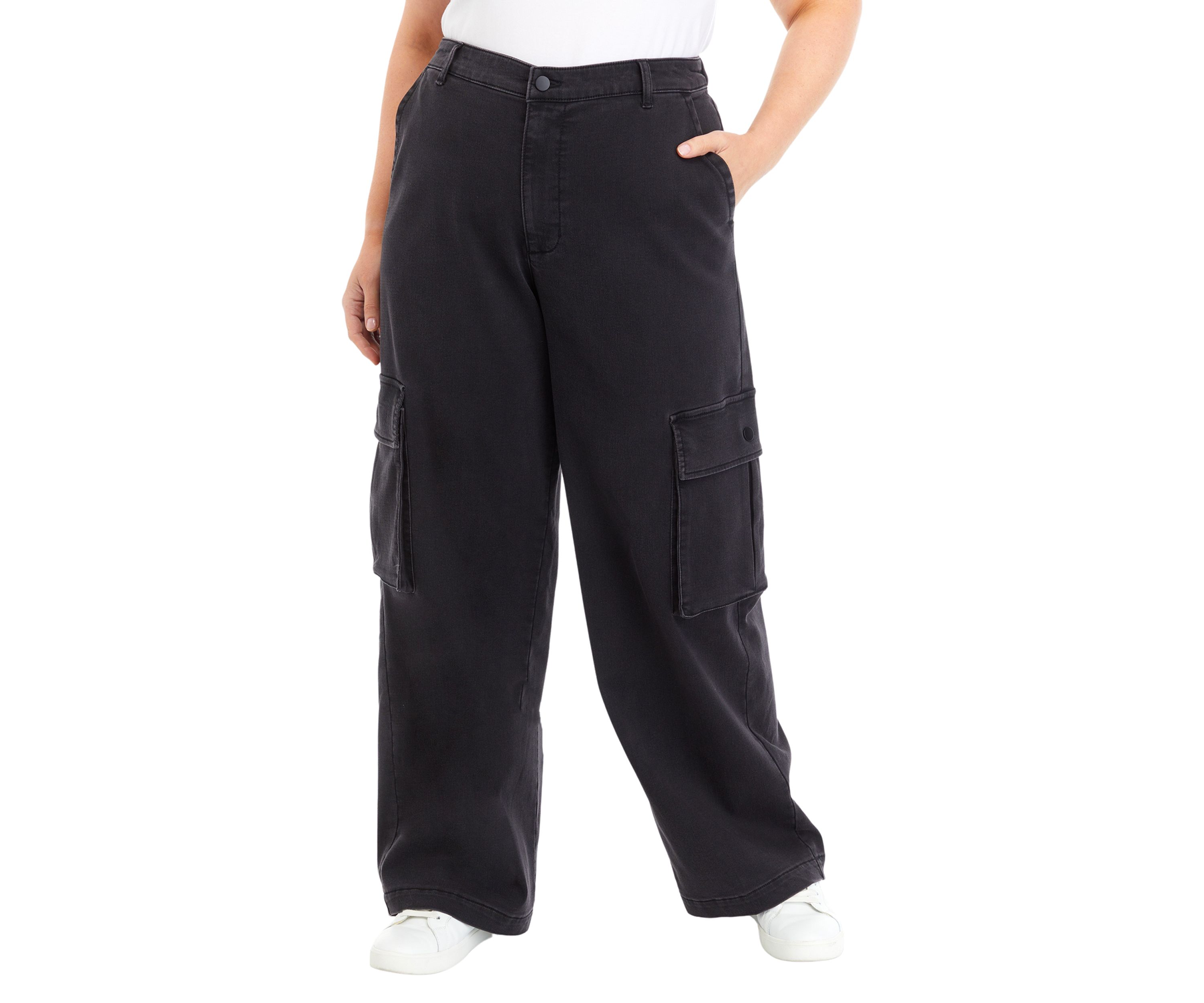 Plus Size Denim Elastic Cargo Pants