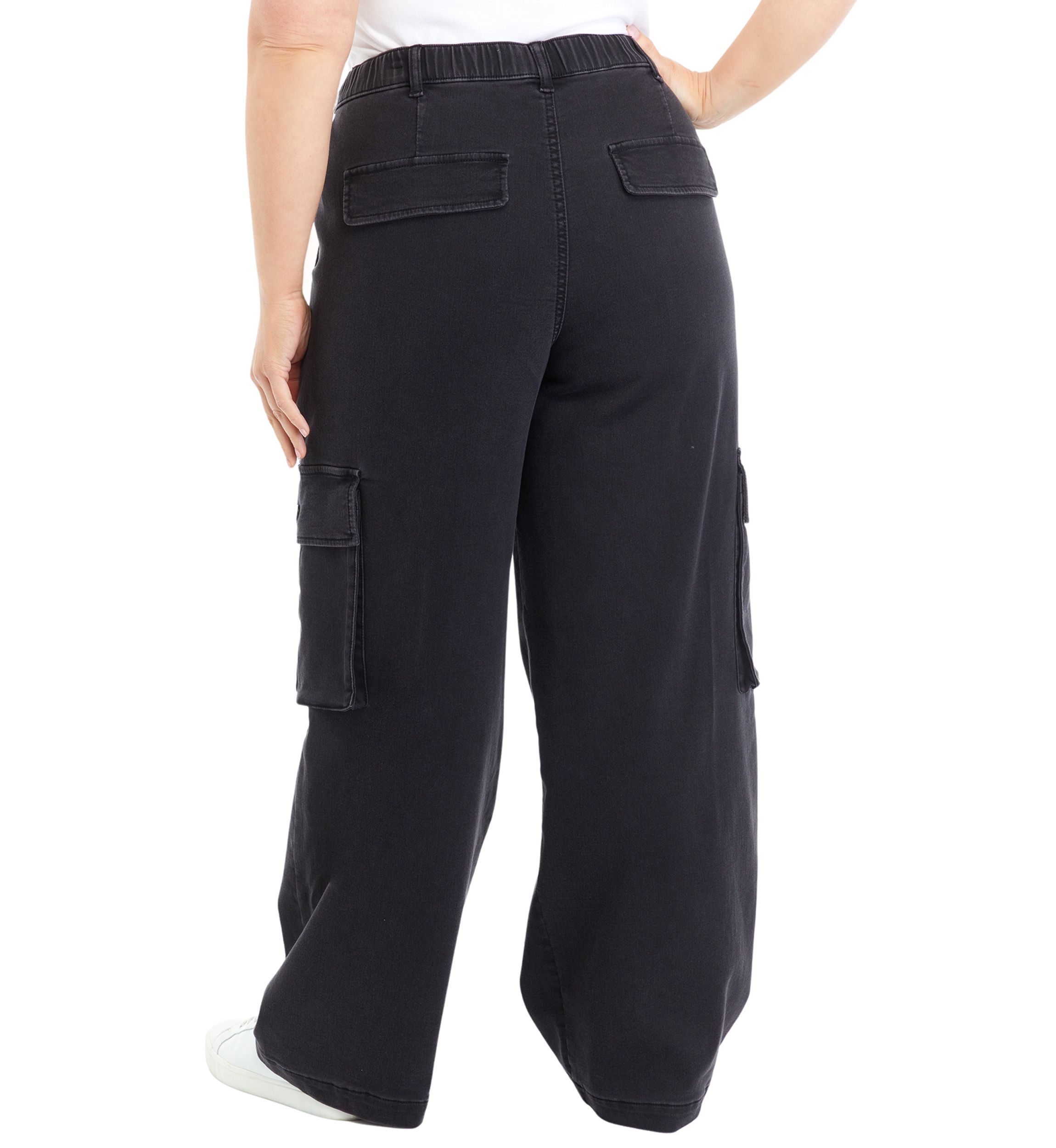 Plus Size Denim Elastic Cargo Pants