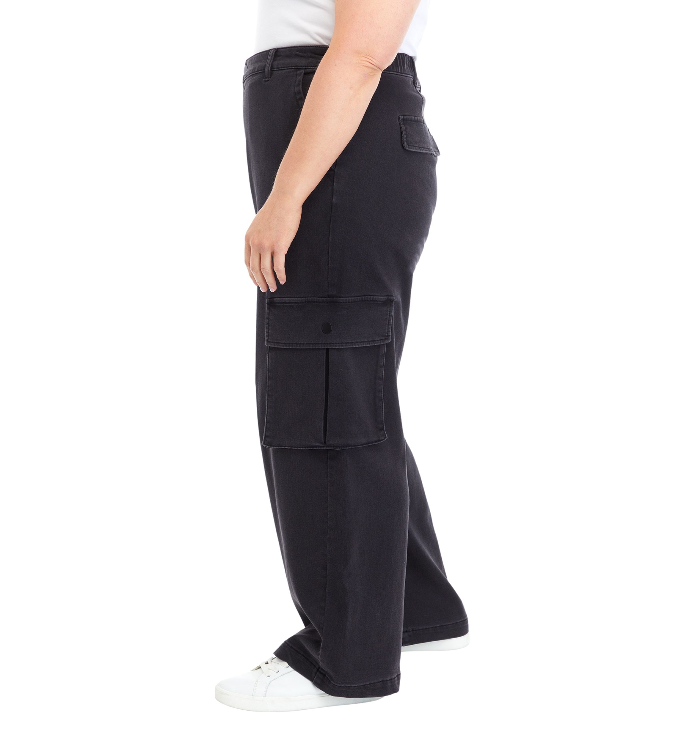 Plus Size Denim Elastic Cargo Pants