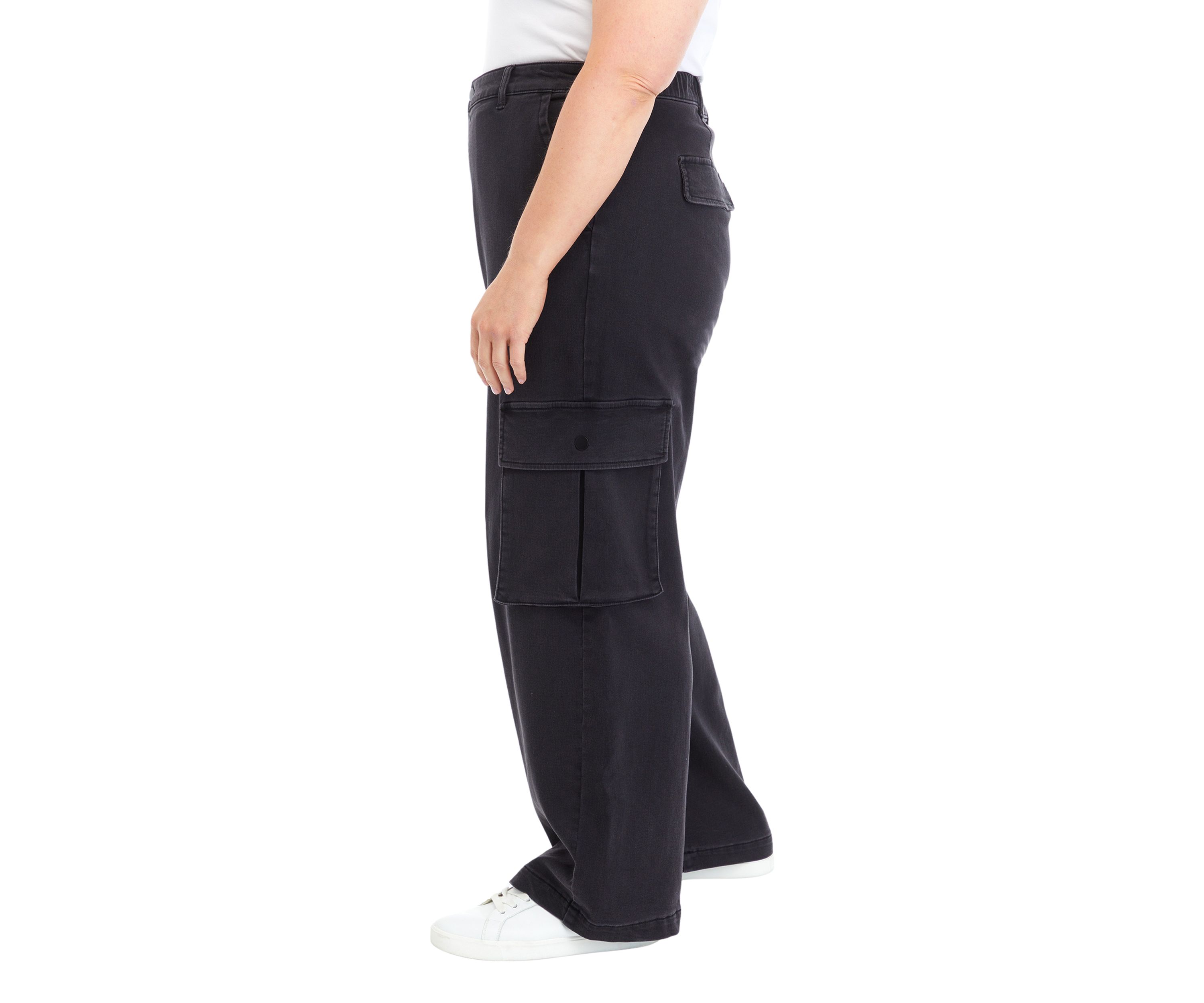 Plus Size Denim Elastic Cargo Pants